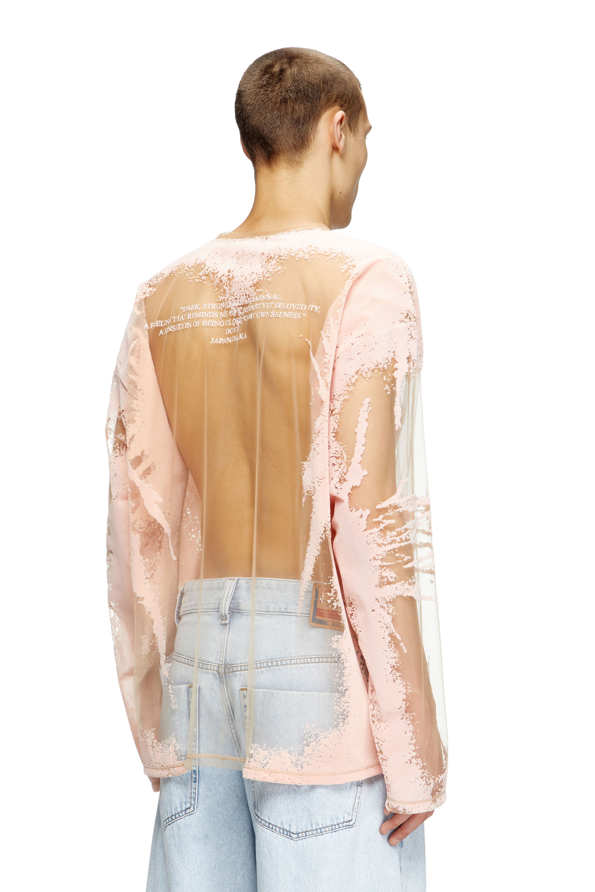 T-HASSAN-LS-A, Pink Diesel - T-HASSAN-LS-A, Unisex's Long-sleeve nylon T-shirt with lyrics print in Pink - 4