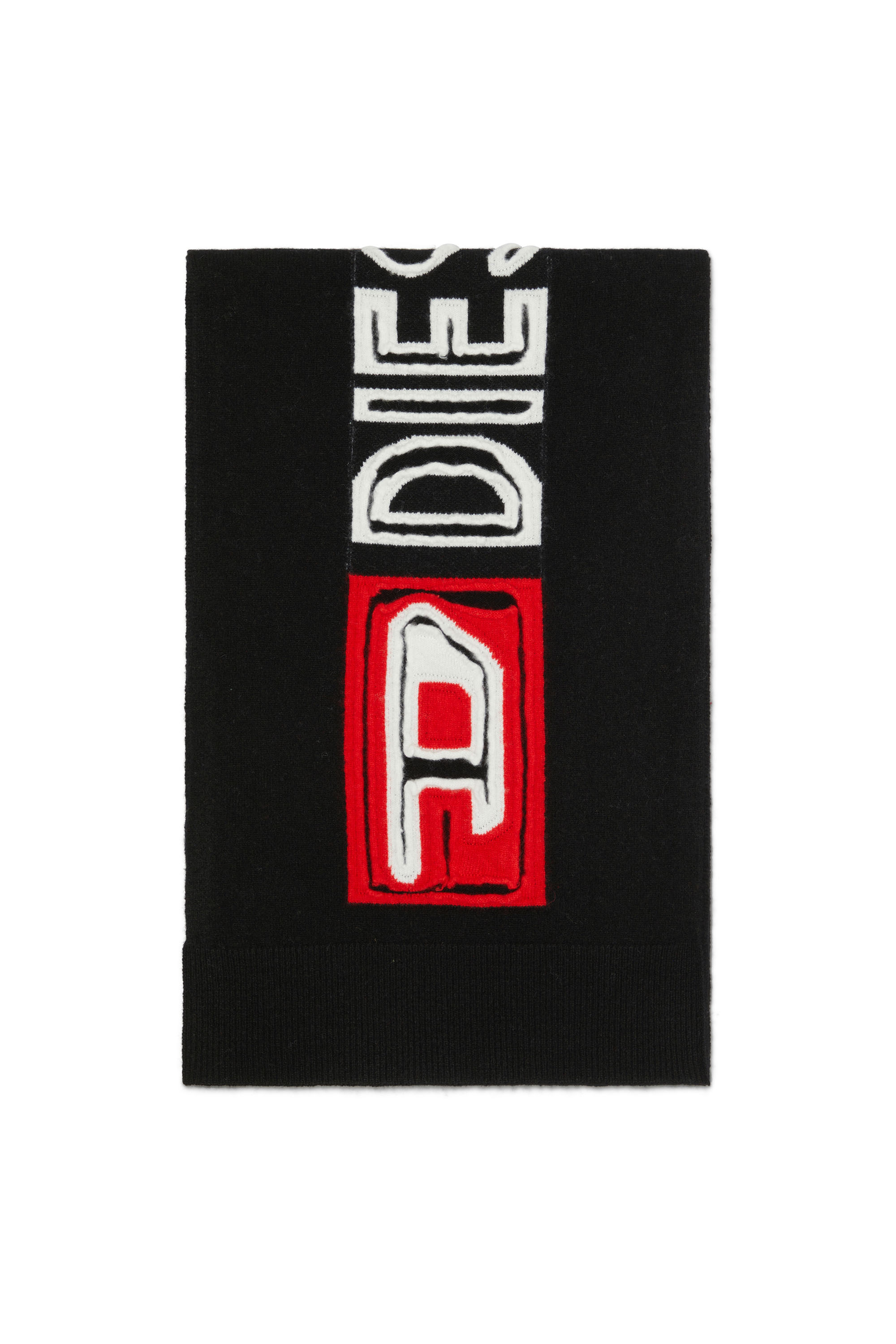 Diesel - K-PEFF, Unisex Wool scarf with peel-off logo in Black - Image 1