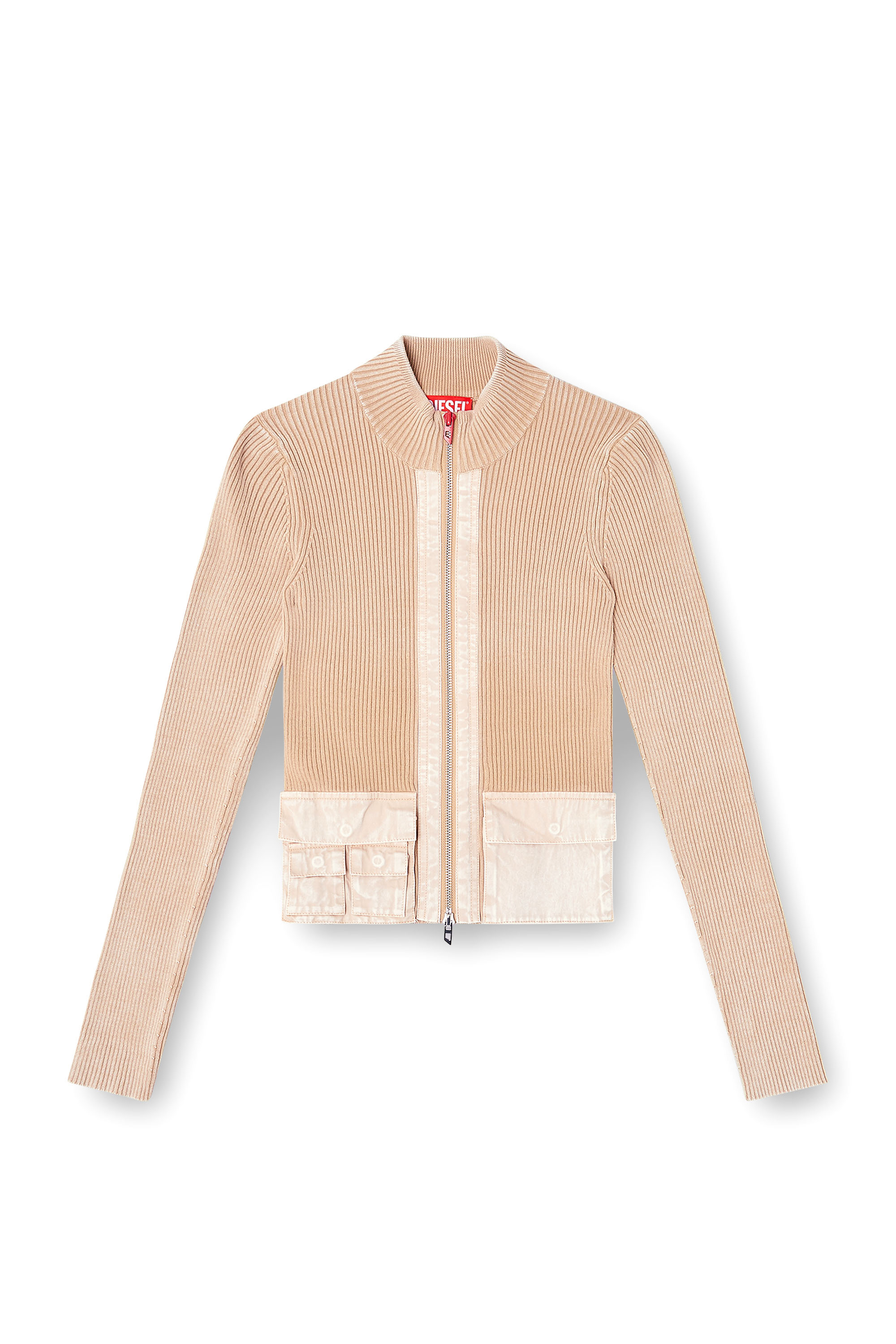 Diesel - M-MELISSA, Woman's Zip-up cardigan with denim cargo pockets in null - 3