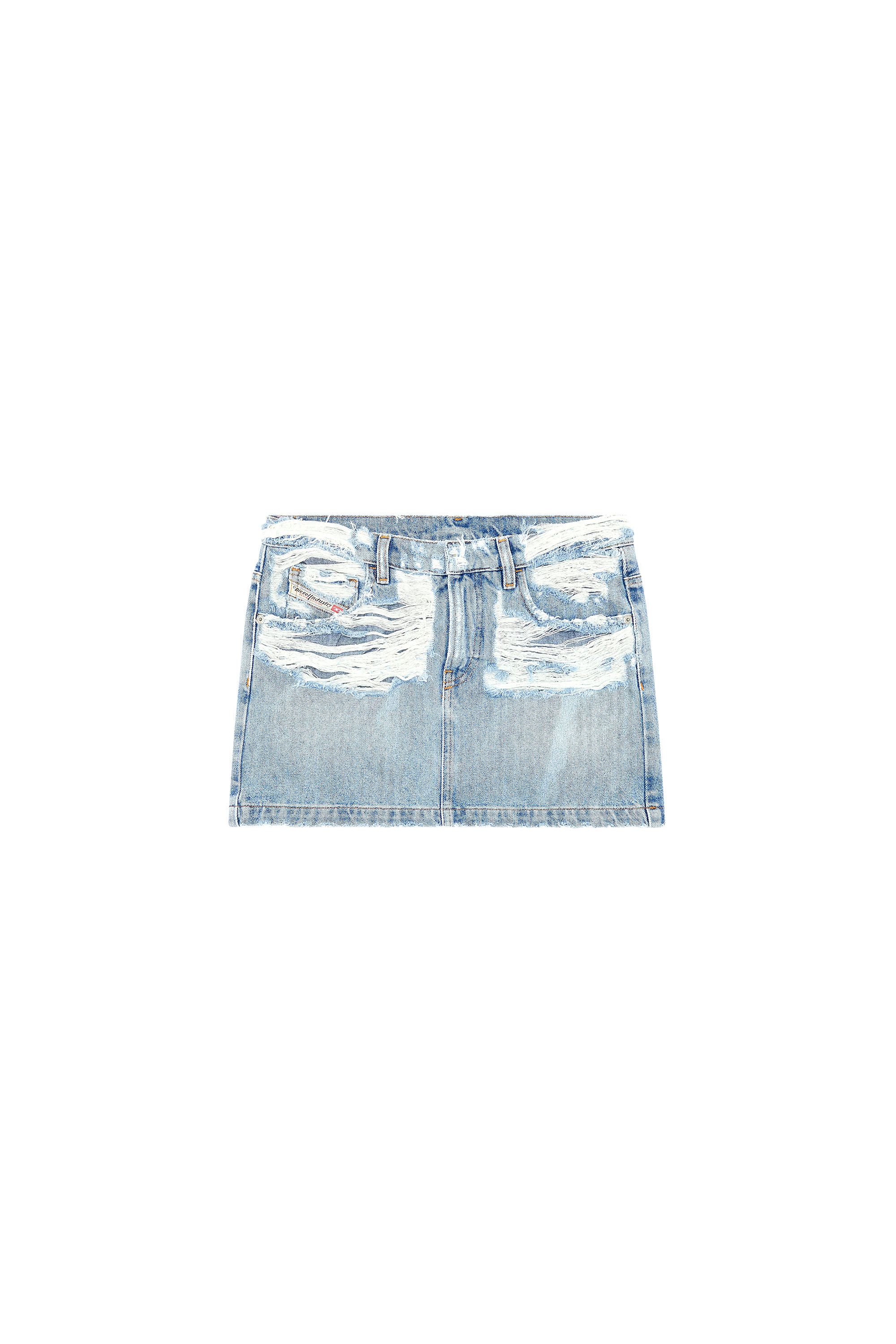 Diesel - DE-RON-S3, Woman Mini skirt in destroyed denim in Blue - Image 5