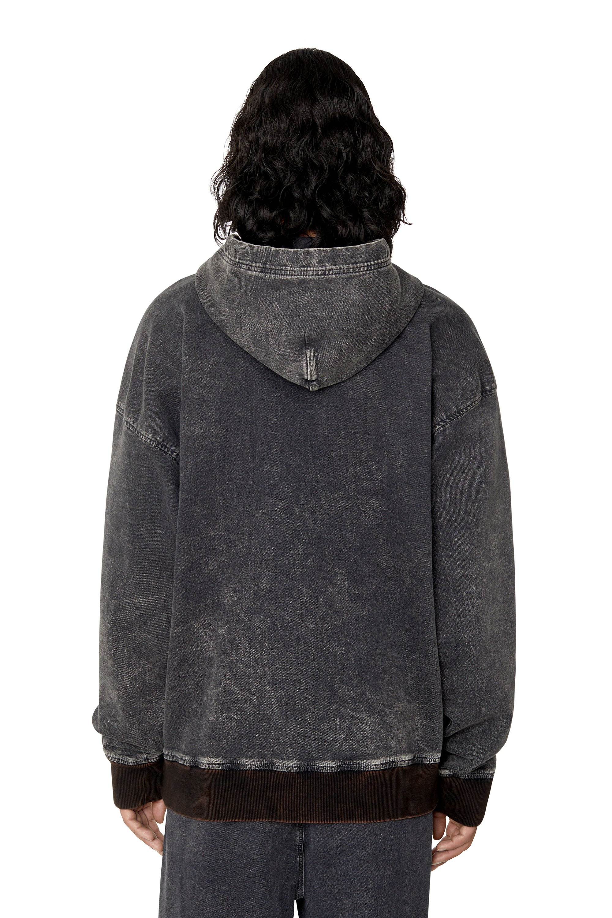 Diesel - D-UM-RIB TRACK DENIM HOODIE, Black/Dark grey - Image 4
