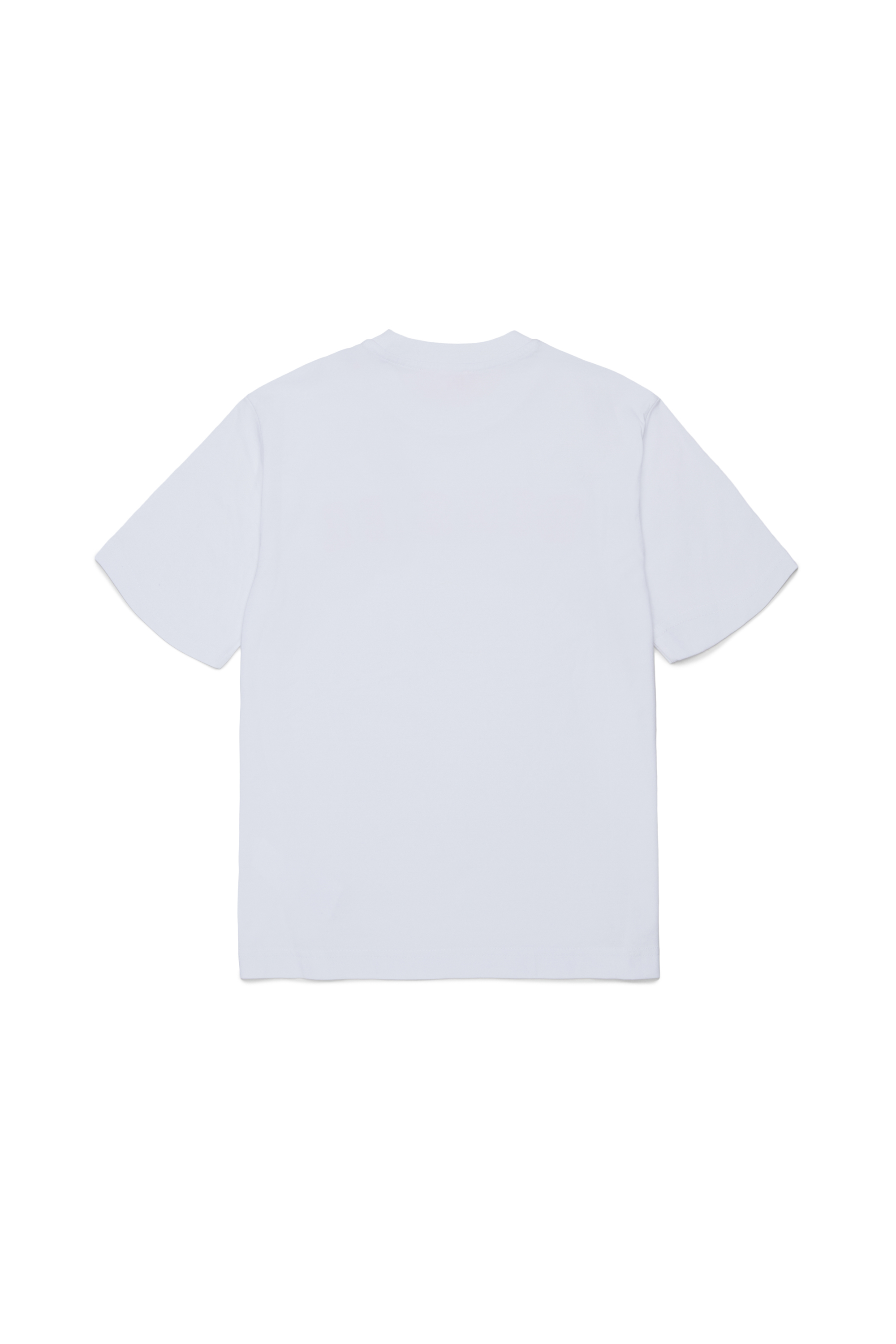 Diesel - TJEANS OVER, Man's Cotton T-shirt with frayed-effect logo in White - 2