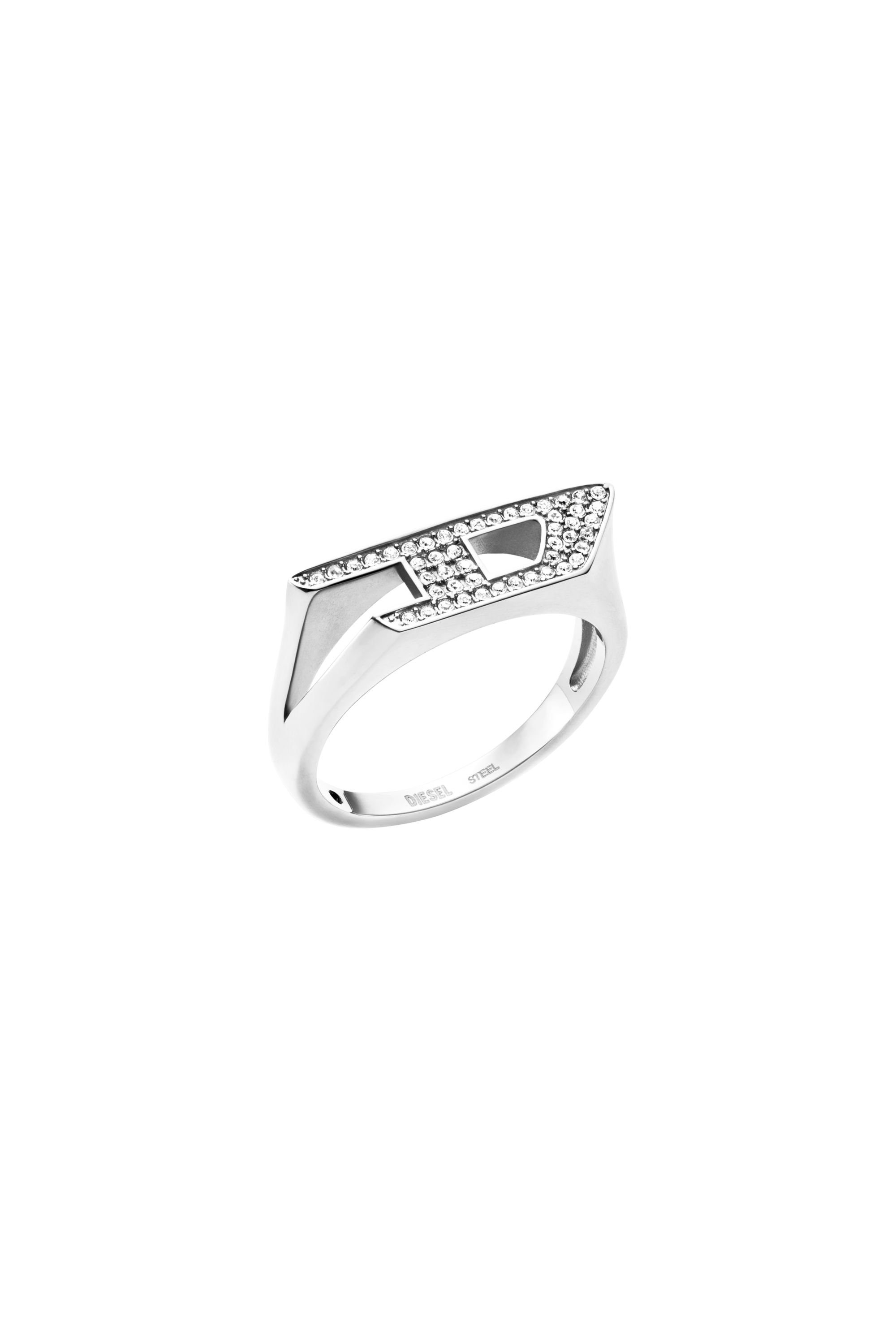 Diesel - DX1629040 JEWELLERY, Unisex's Stainless steel glitz signet ring in Silver - 1