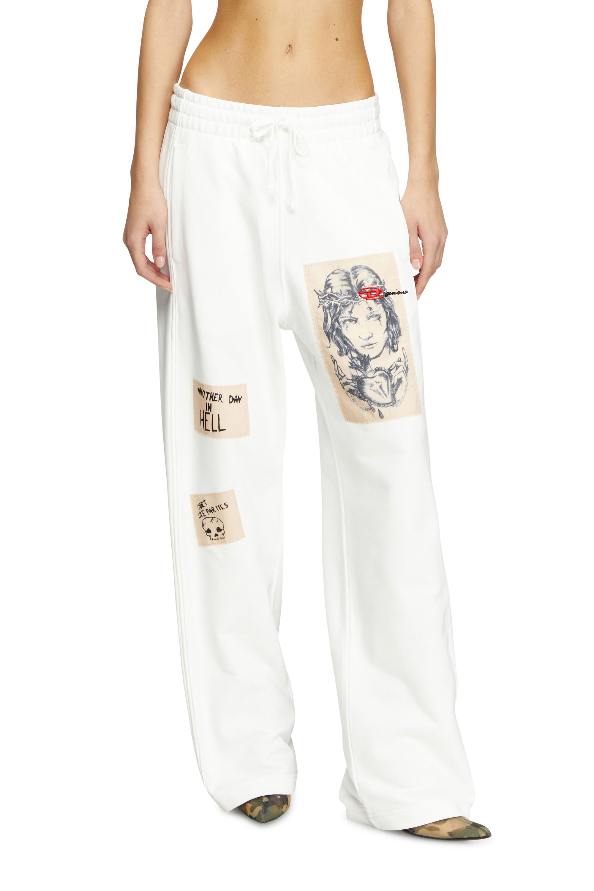 Diesel - P-MARTYANS-DD, Unisex's Track pants with tattoo patches in White - 1