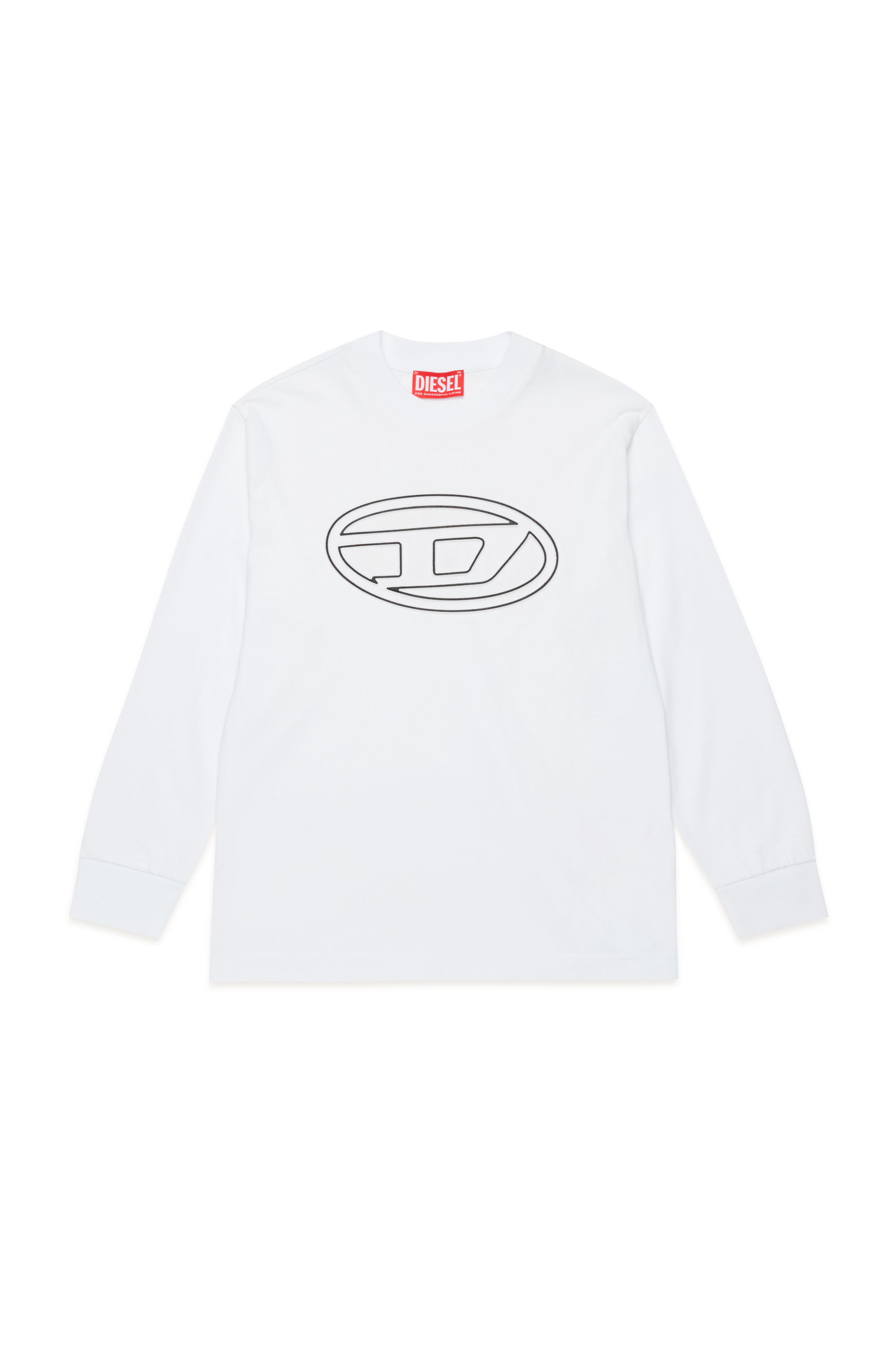 Diesel - TJUSTBIGOVALS OVER, Man Long sleeved t-shirt with large oval D logo in White - Image 1