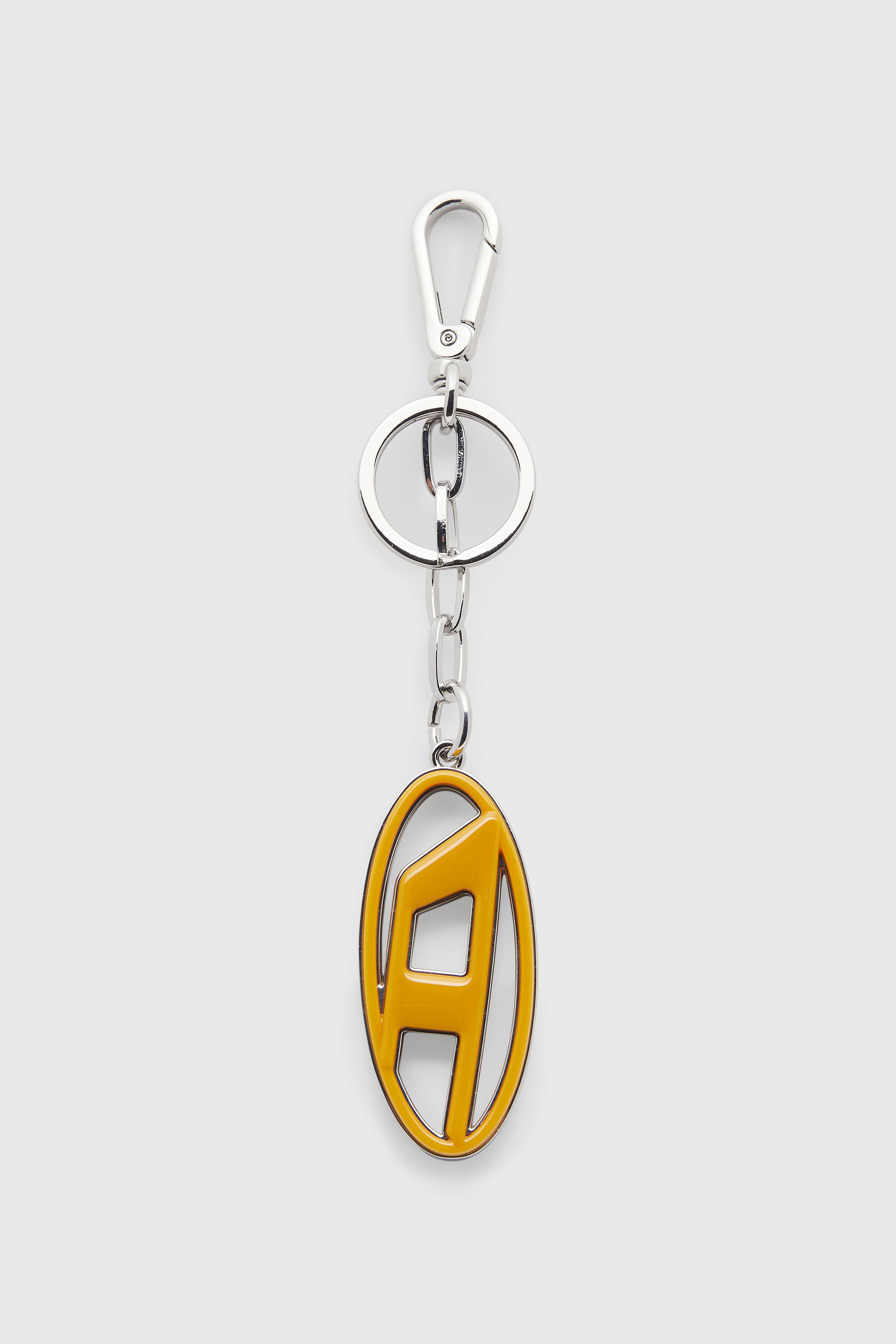 Diesel - CAGE-D LAYER, Man's Metal and resin Oval D keyring in Orange/Black - 1