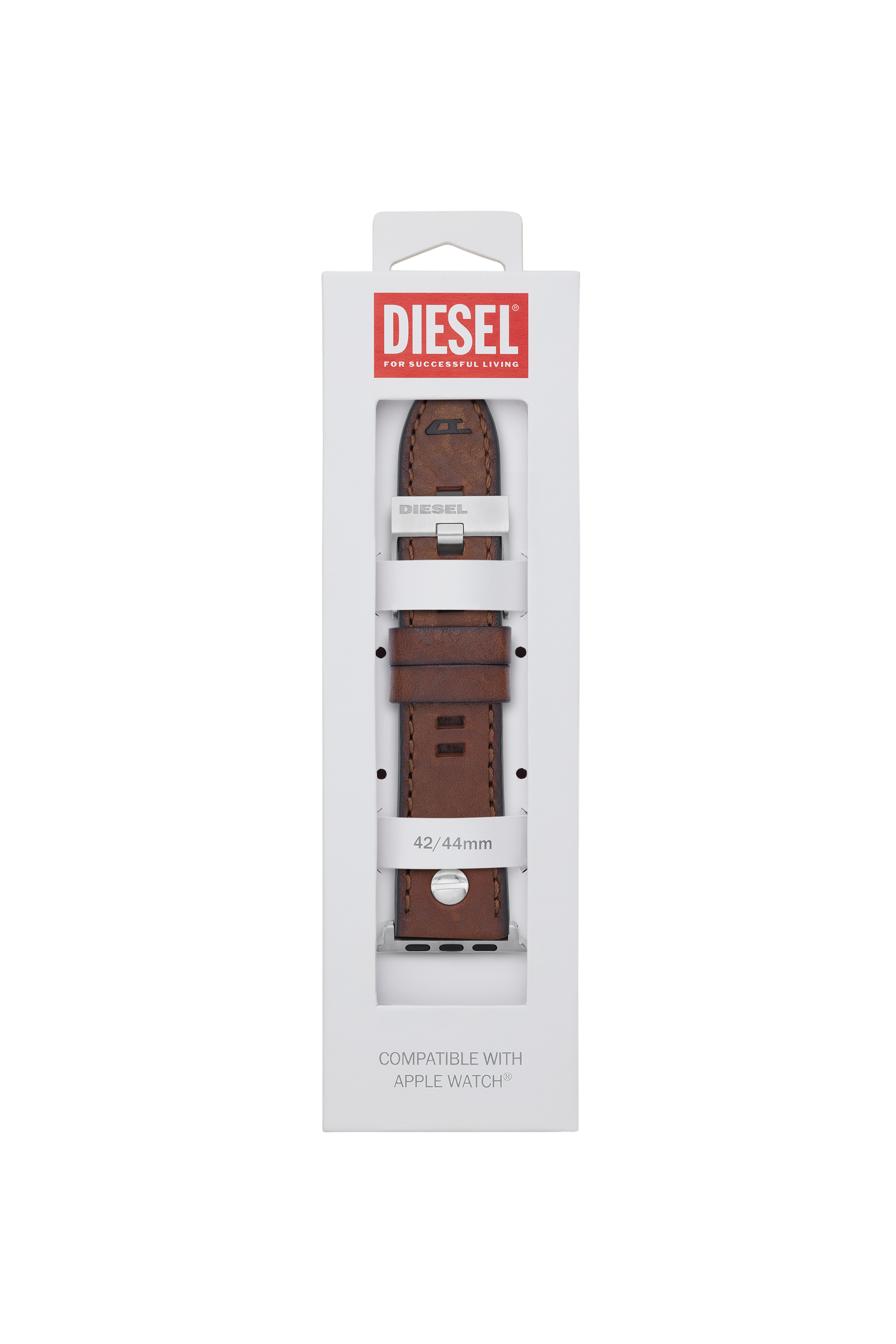 Diesel - DSS002, Unisex's Leather Band for Apple Watch®, 42mm, 44mm, 45mm in Brown - 2