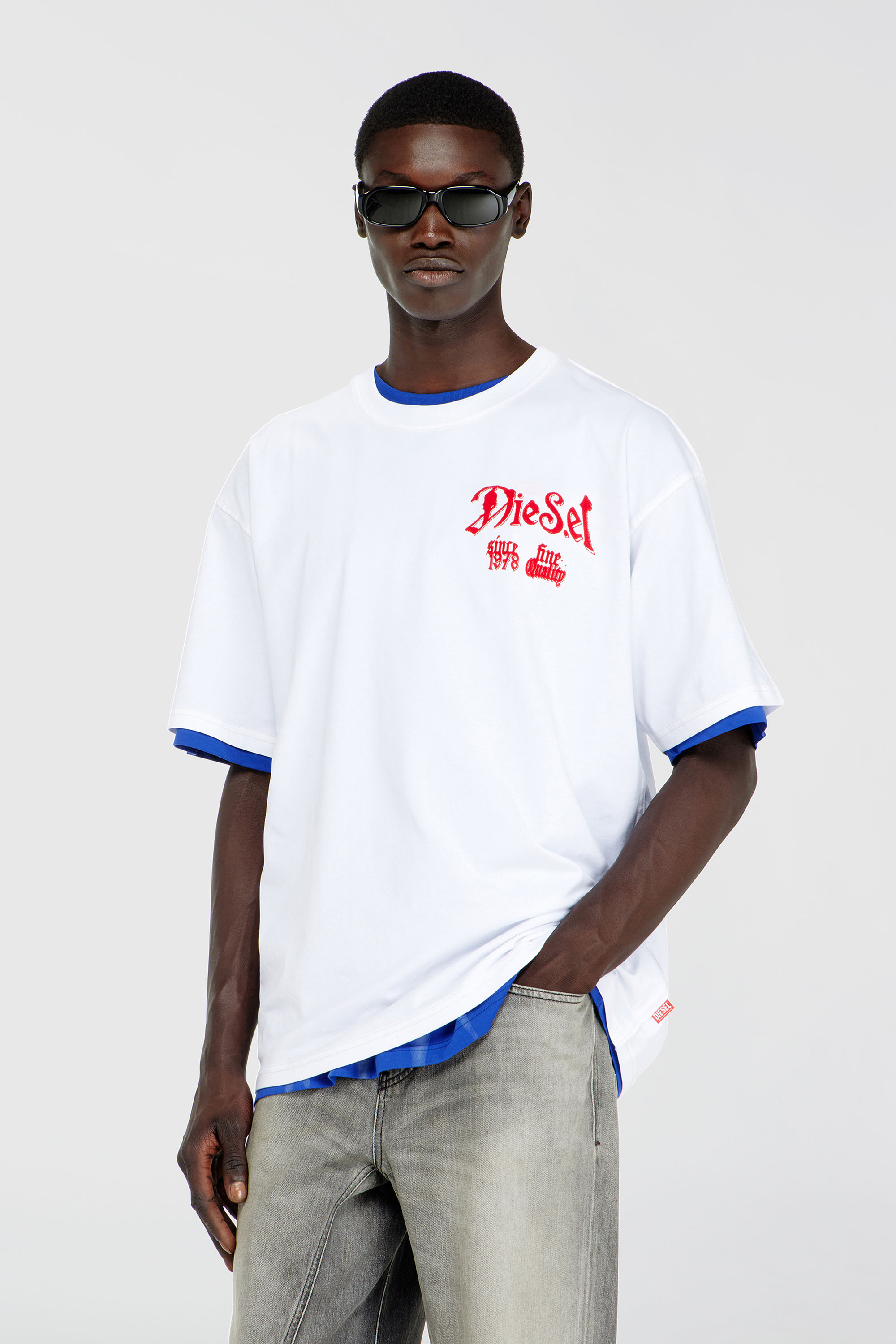 Diesel - T-BOXT-AA2, Man's Cotton T-shirt with flock graphic in White - 3