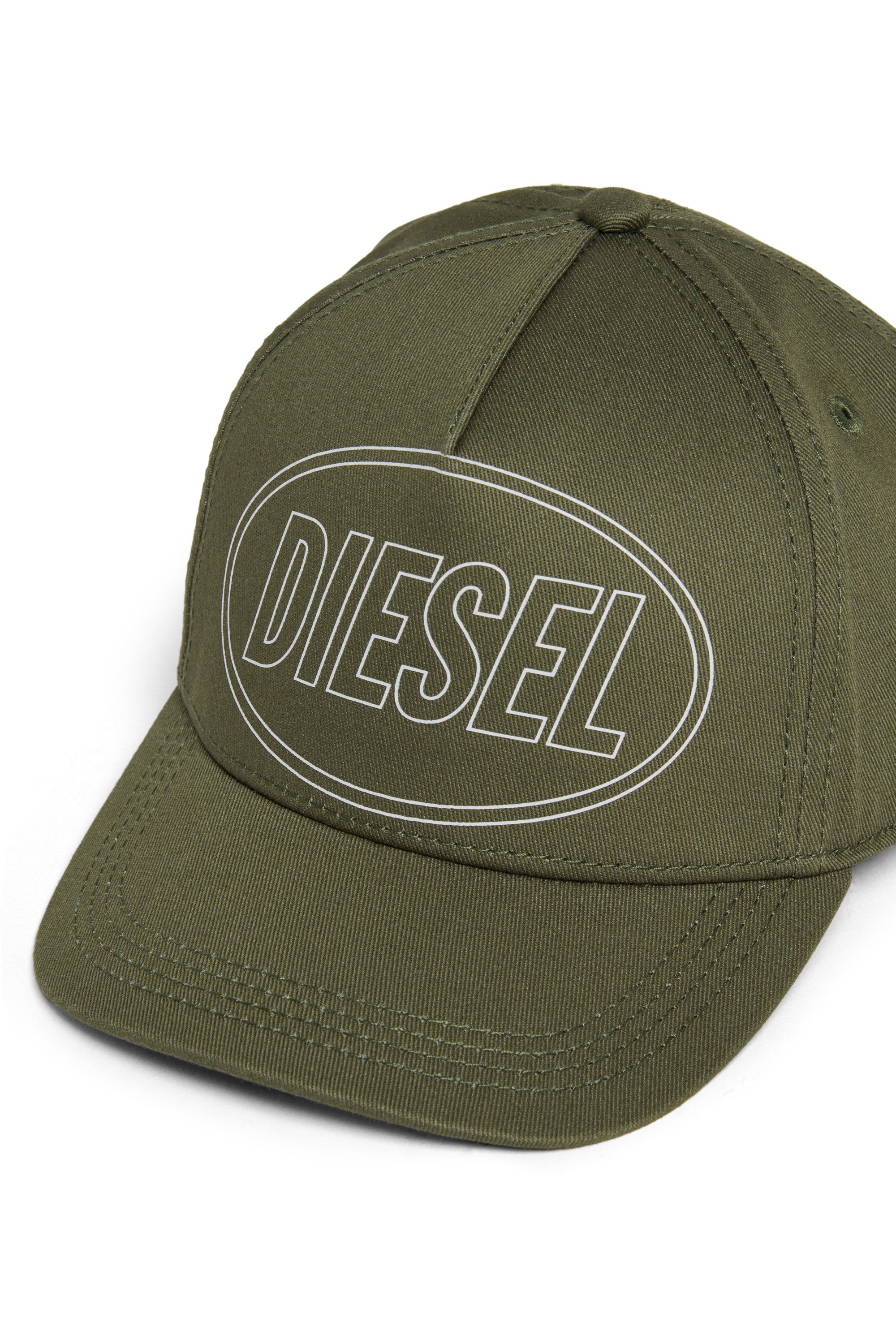 Diesel - FEPSIT, Man's Baseball cap in solid-colour cotton in Military Green - 3
