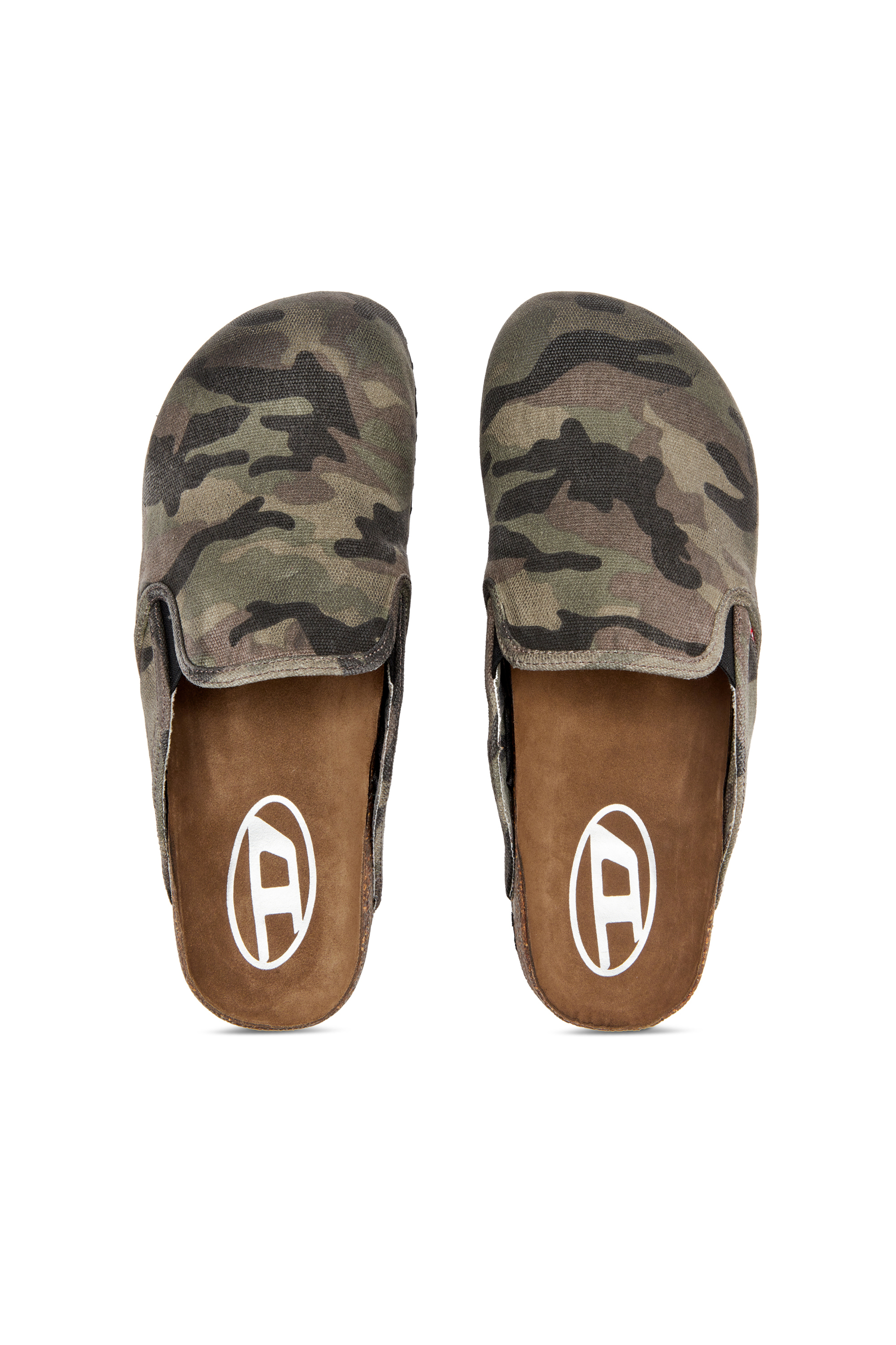 Diesel - D-WOODSTOCK SLIP-ON, Man's D-Woodstock-Camo-canvas mules in Military Green - 5