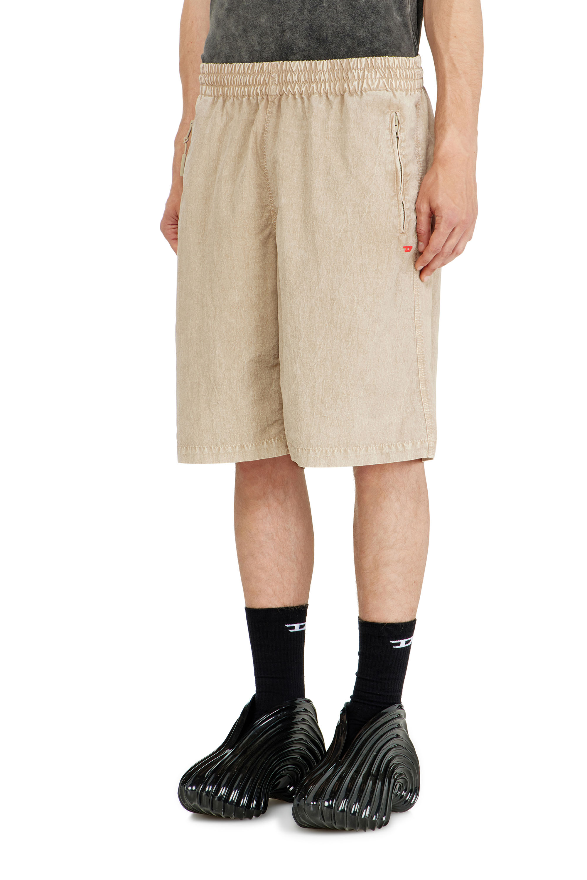 Diesel - P-THECK-SHORT-PLBH, Man's Treated nylon shorts in Beige - 3