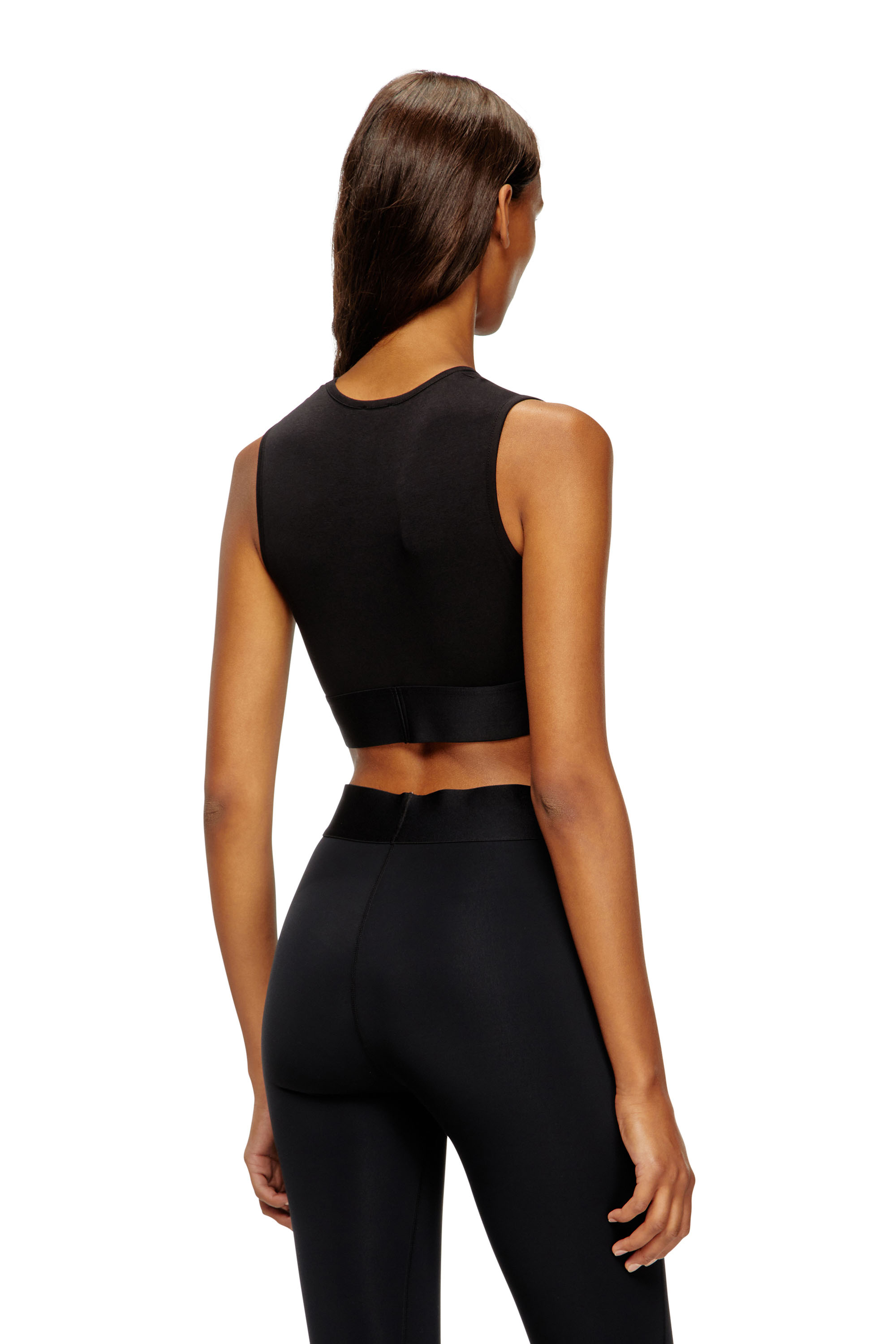 Diesel - ADA-D-POP, Woman's Cropped tank top with cut-off logo in Black - 3