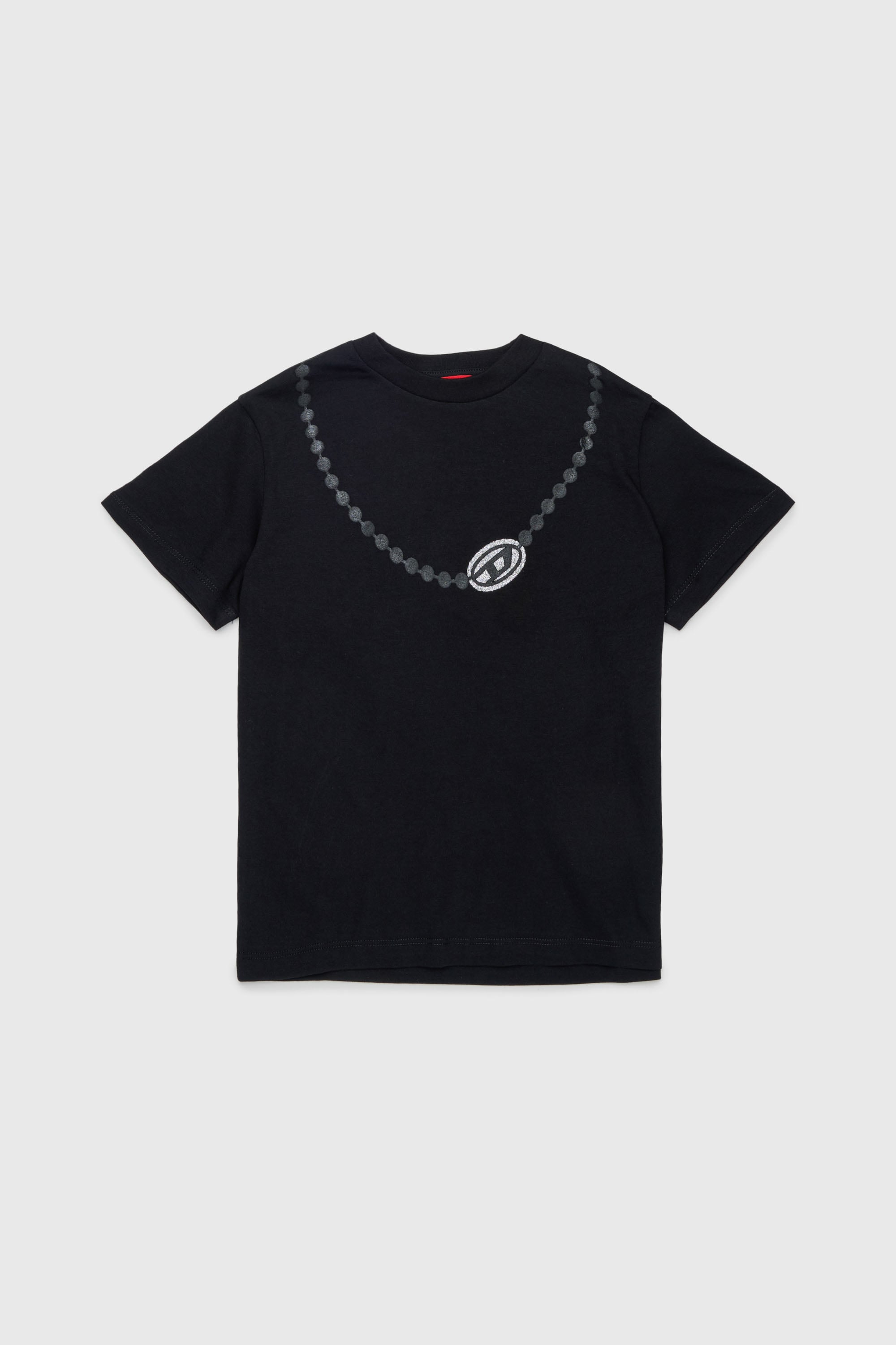Diesel - TICLA, Woman's Cotton T-shirt with necklace print in Black - 1