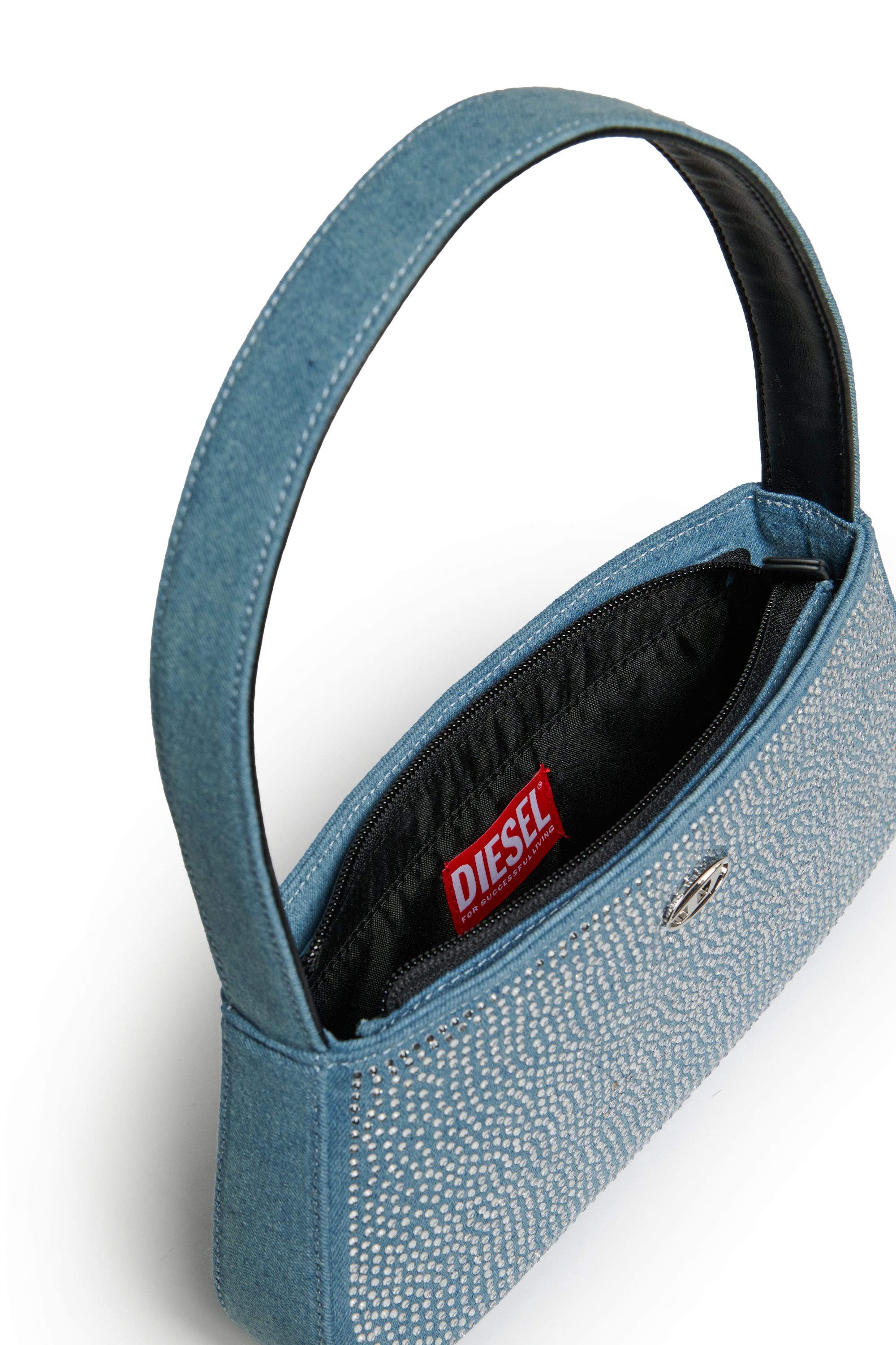 Diesel - WJULIE, Woman's WJulie - Cotton bag with rhinestones in Light Blue - 5