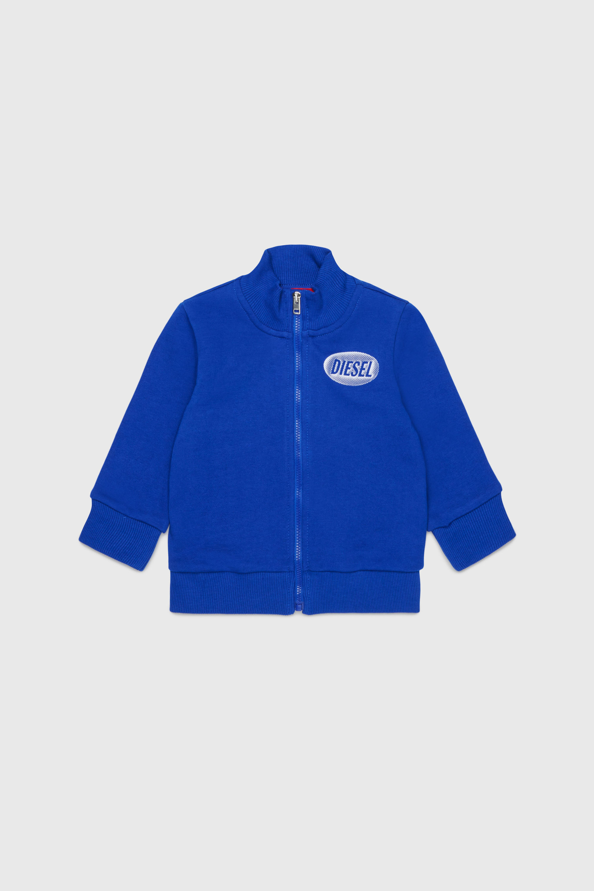 Diesel - SDSELZIPB, Unisex's Zip-up sweatshirt with logo print in Blue - 1