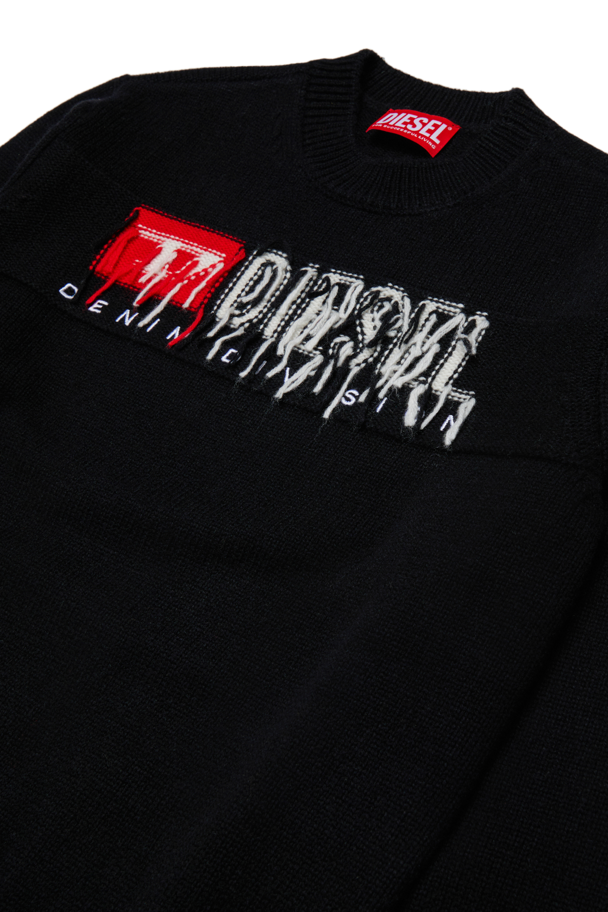 Diesel - KONZI OVER, Man's Cashmere-enriched jumper with destroyed logo in Black - 3