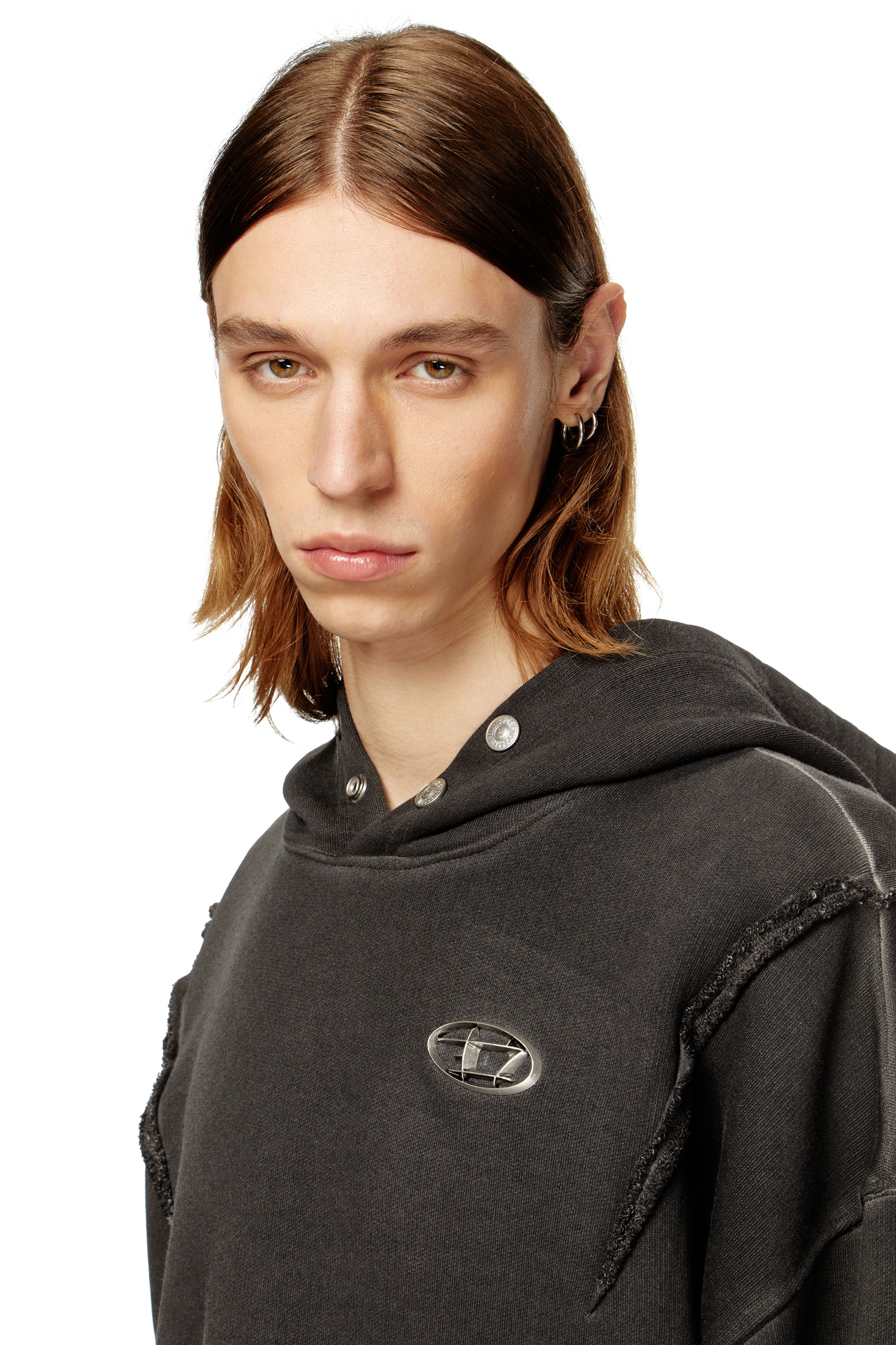 Diesel - S-THUG-HOODIE, Unisex's Hoodie with faded effect in Black - 5