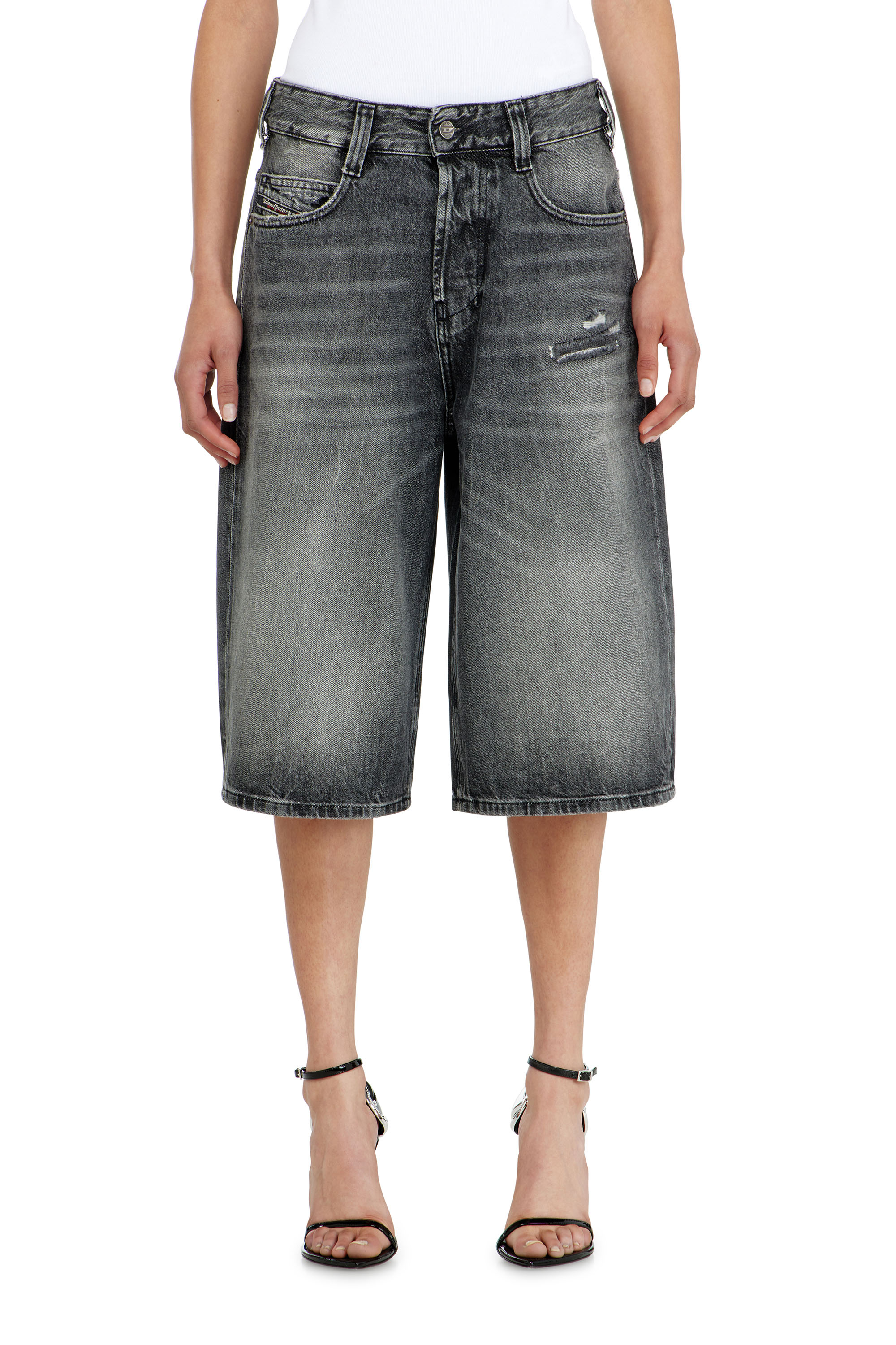 Diesel - D-ENIM-M-SHORT, Unisex's Denim relaxed shorts with abrasions in null - 2
