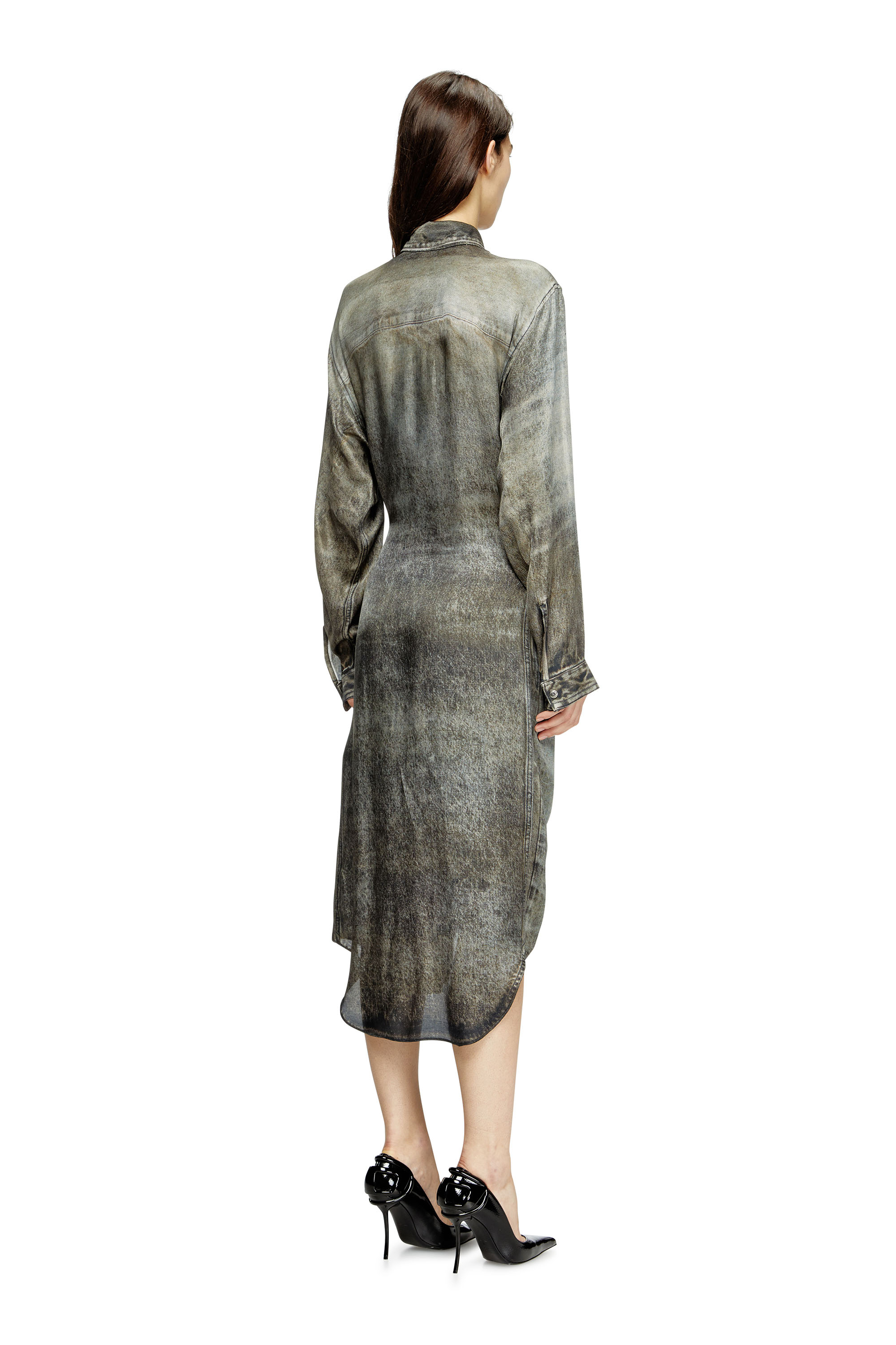 D-ILETTA, Dark grey Diesel - D-ILETTA, Woman's Wrap dress in denim-look viscose in Dark grey - 4