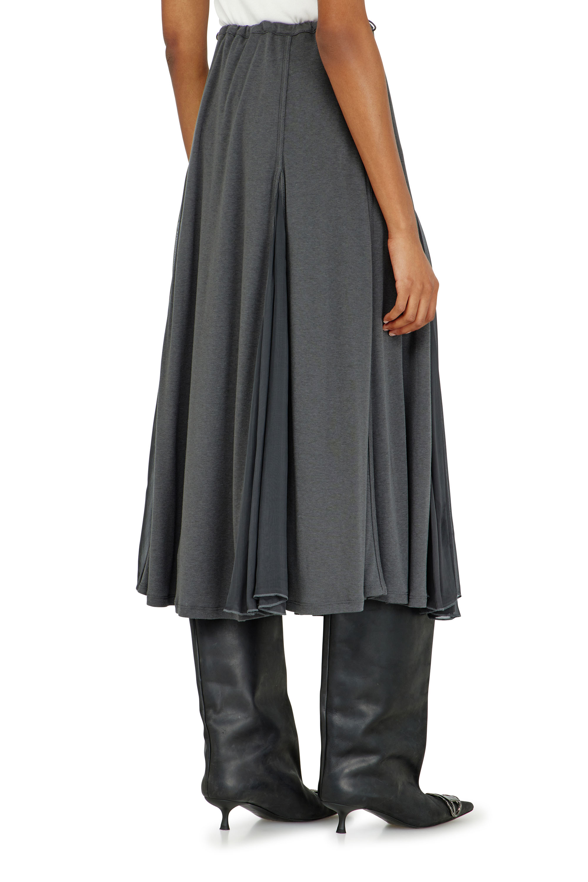 Diesel - O-LONGREI, Woman's Midi skirt in ribbed jersey and chiffon in null - 4