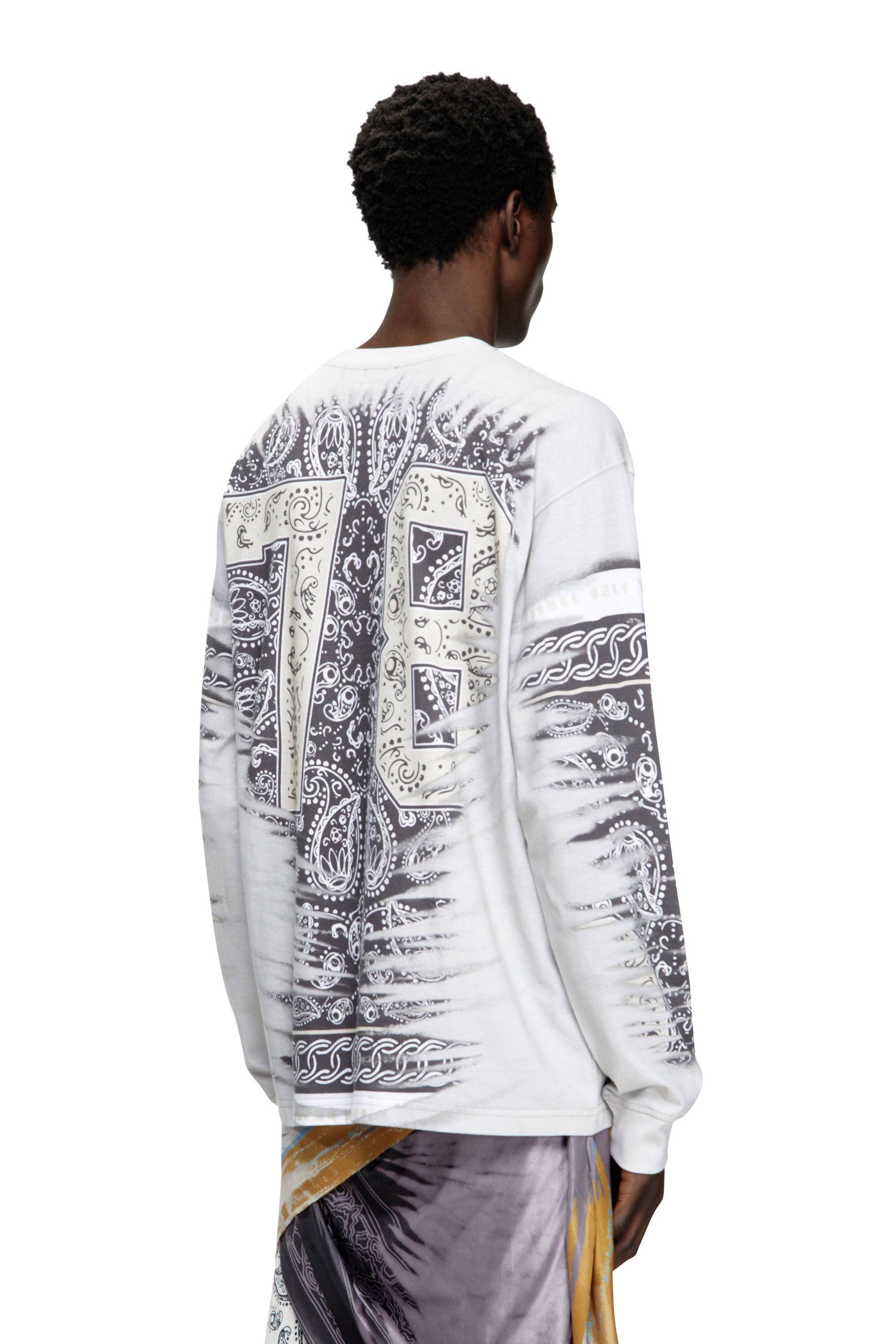 Diesel - T-NORM-LS-R1, Man's Long-sleeve T-shirt with 78 print in Black/White - 4