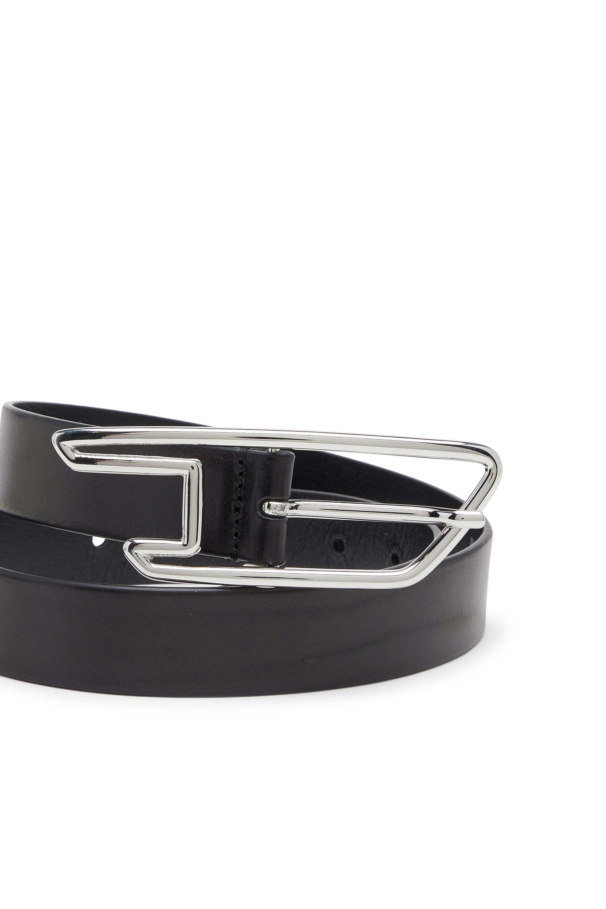 Diesel - B-D LINE W 30, Woman's 3cm belt in pull-up leather in Black - 3