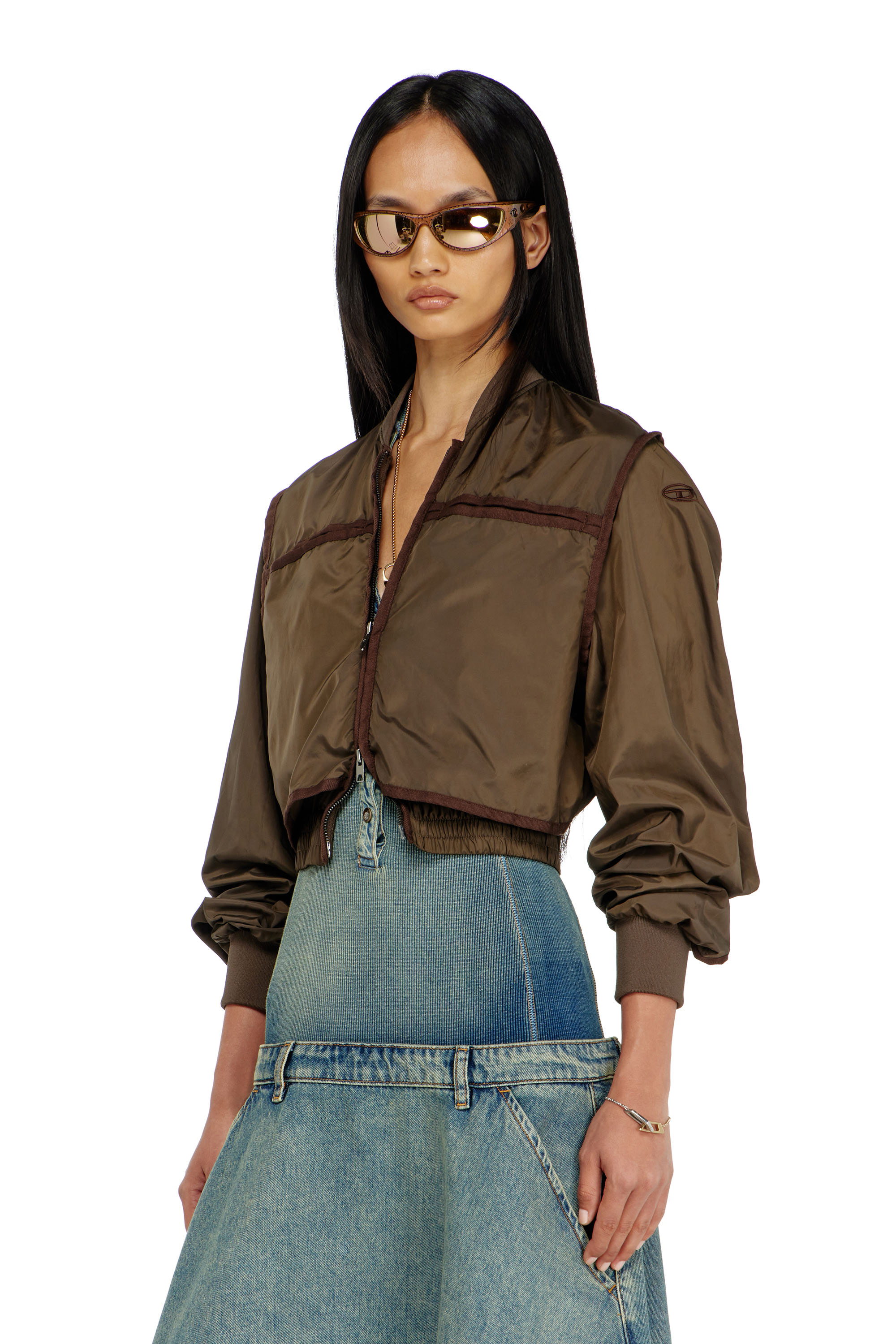 Diesel - G-OTHAM, Woman's Nylon jacket with tonal taping in Brown - 3