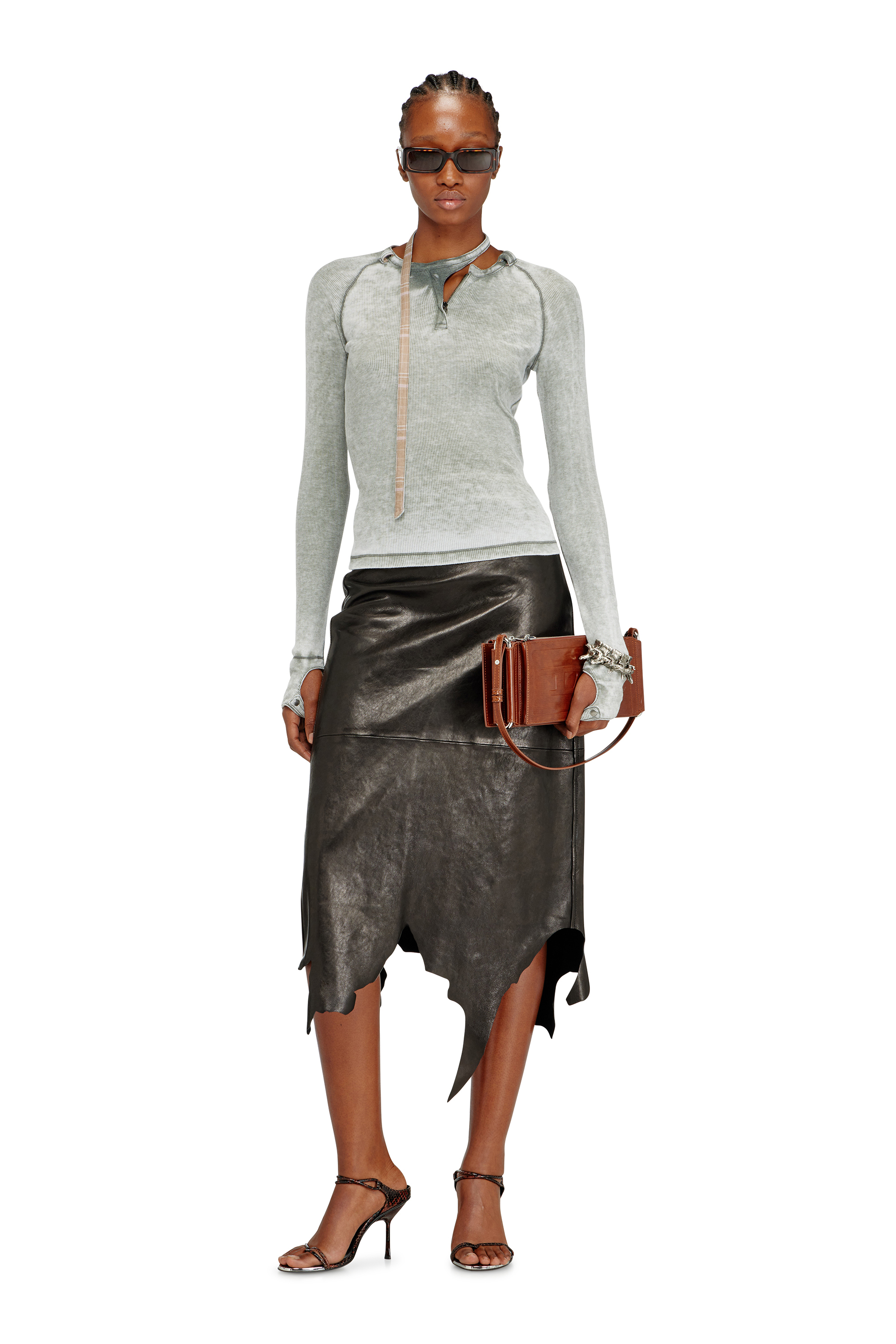 Diesel - FLAG-D SHOULDER BAG X, Unisex's Flag-D-Modular logo-embossed shoulder bag in Brown - 3