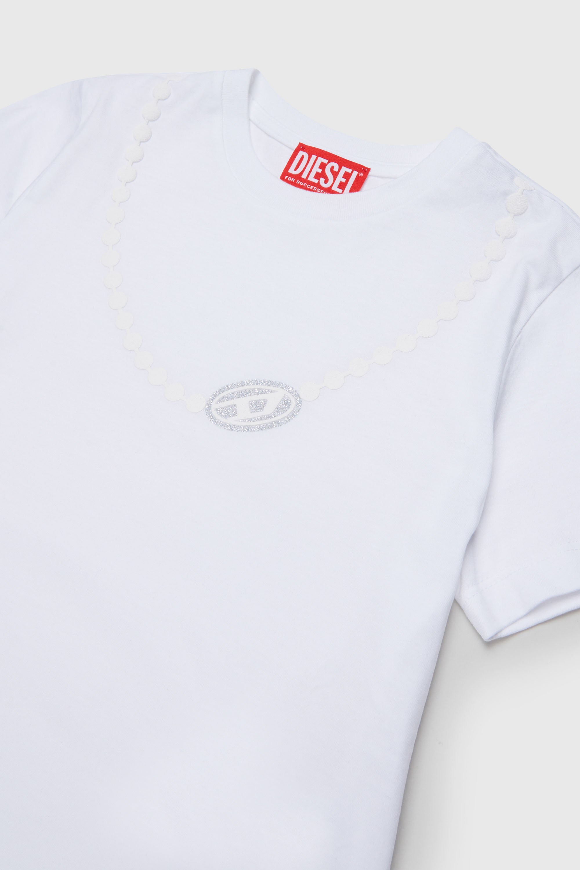 Diesel - TICLA, Woman's Cotton T-shirt with necklace print in White - 3
