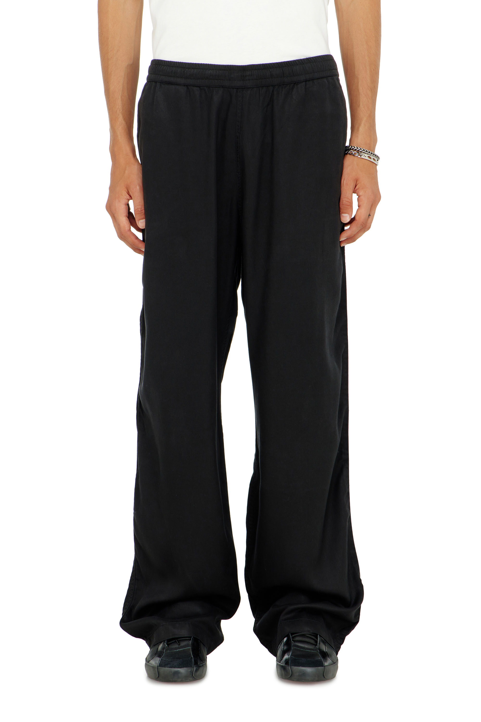 Diesel - P-DREYER-C, Man's Drawstring pants in faded twill in Black - 2