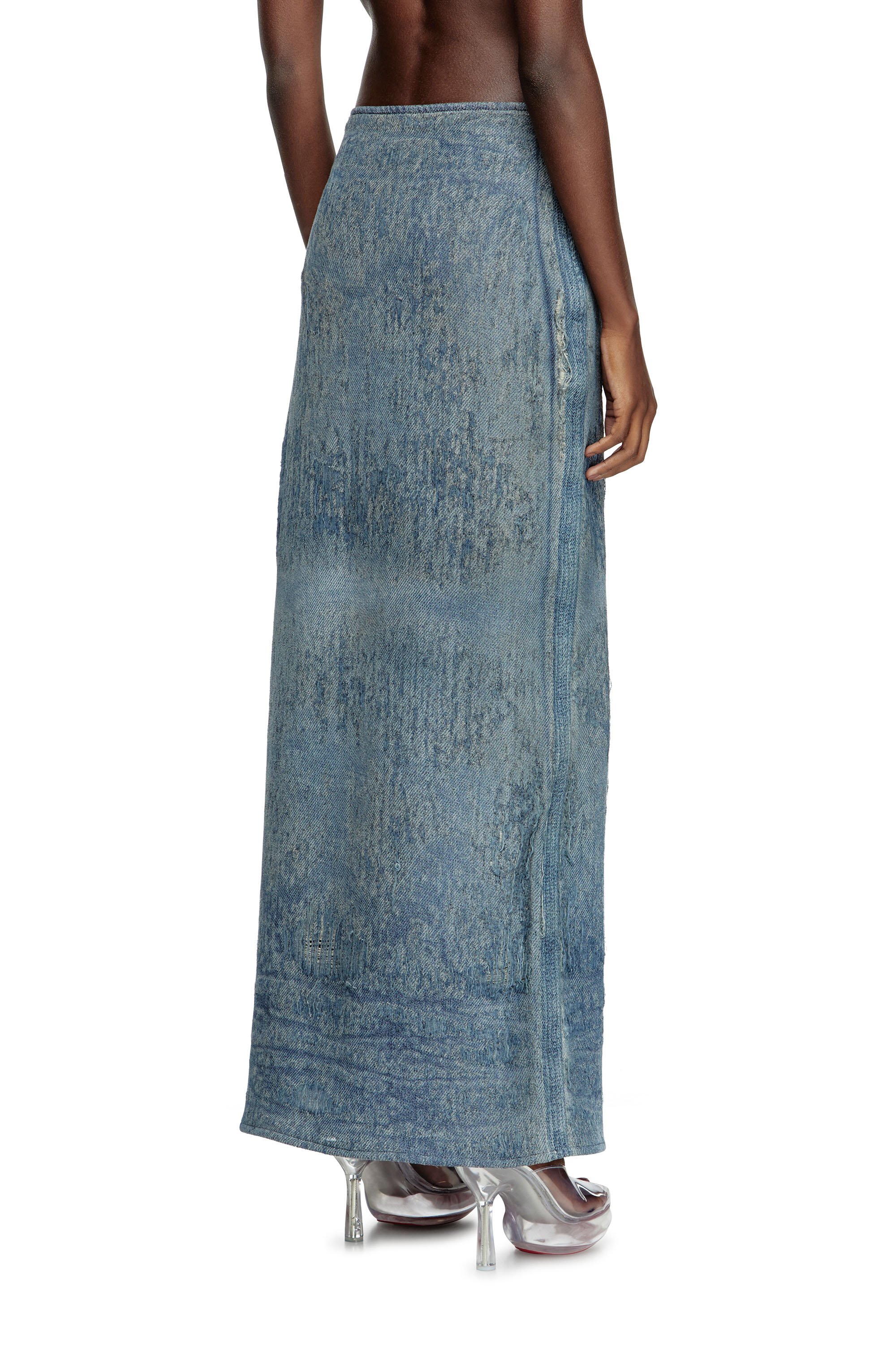 Diesel - DE-MEGAN-FSG, Woman's Skirt in ultra-destroyed jacquard denim in Medium blue - 4