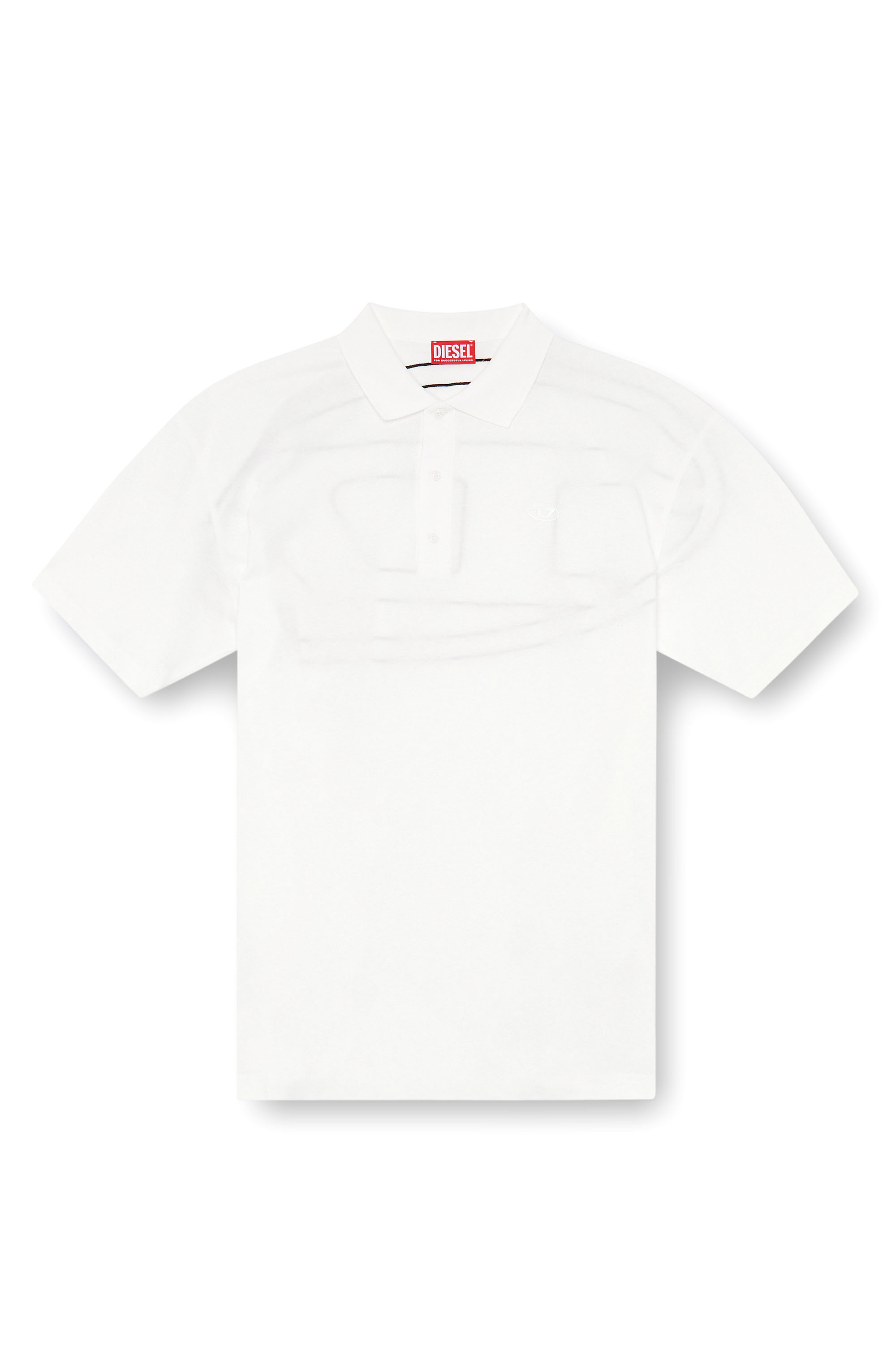 T-VORT-MEGOVAL-D, White/Black Diesel - T-VORT-MEGOVAL-D, Man's Polo shirt with maxi oval D embroidery in White/Black - 2