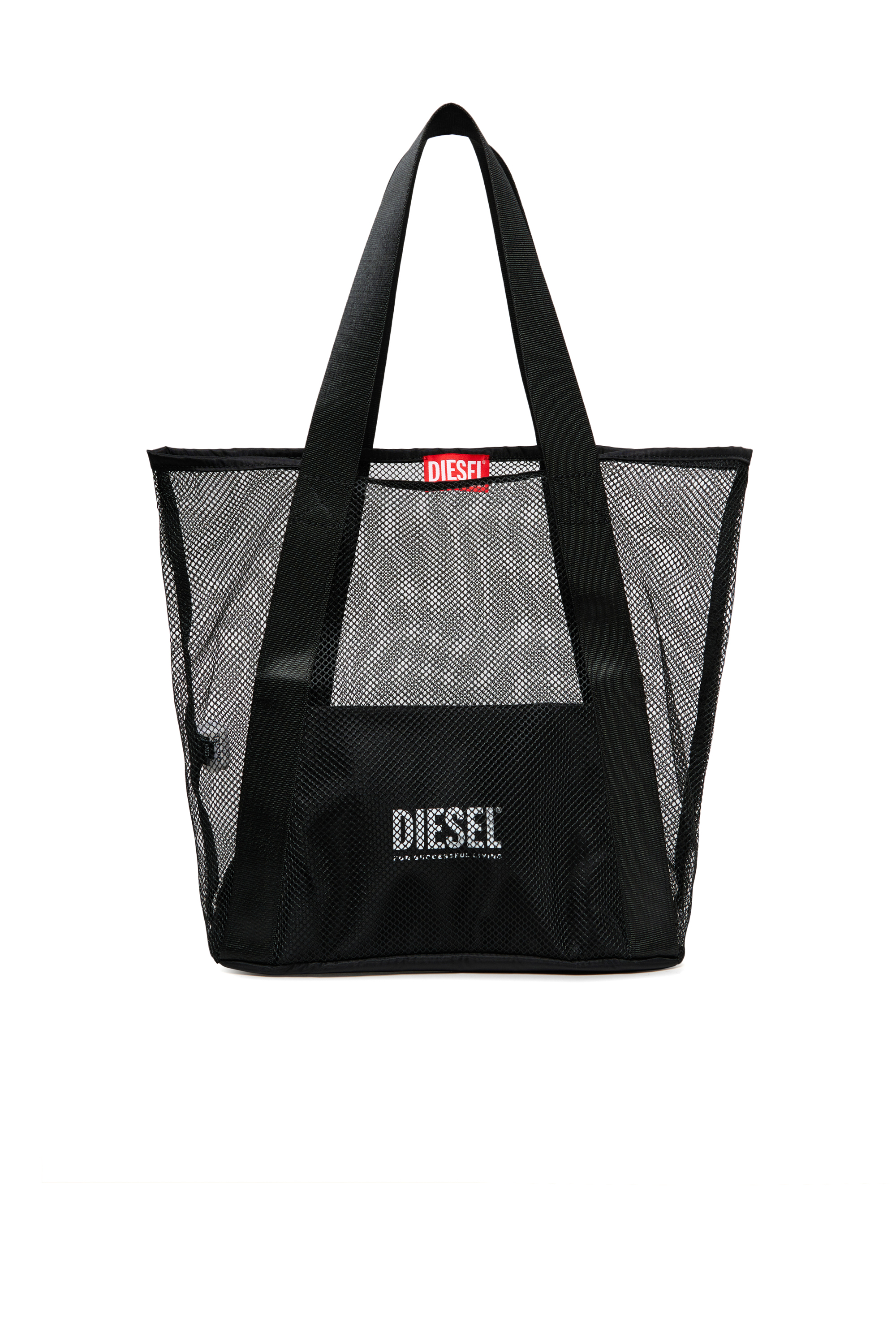 Diesel - WAPYS, Woman's WAPYS-Tote bag in nylon mesh in Black - 1