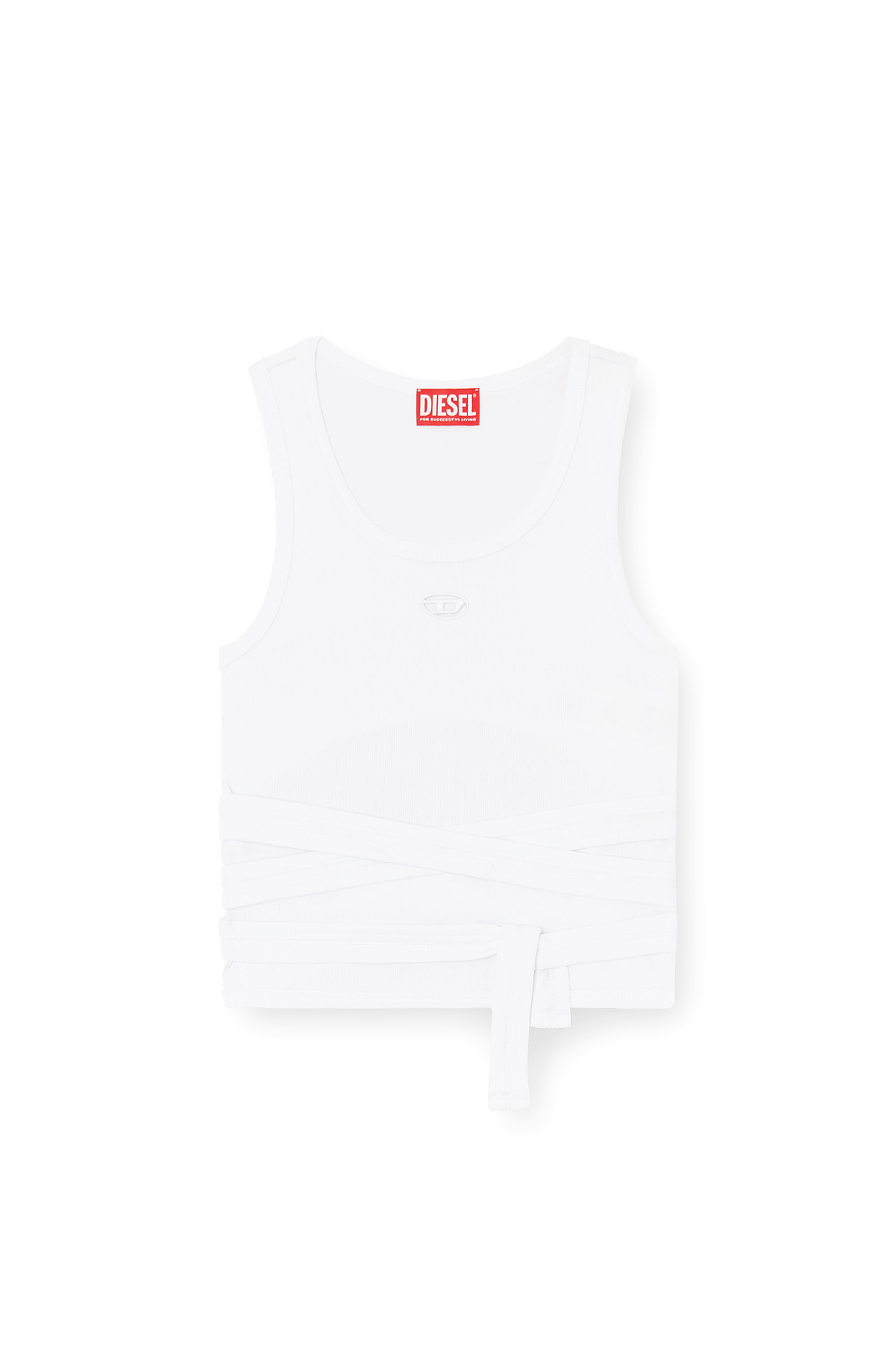 Diesel - T-ANKY-TAIL-S1, Woman's Crop top with wrap-around design in White - 2