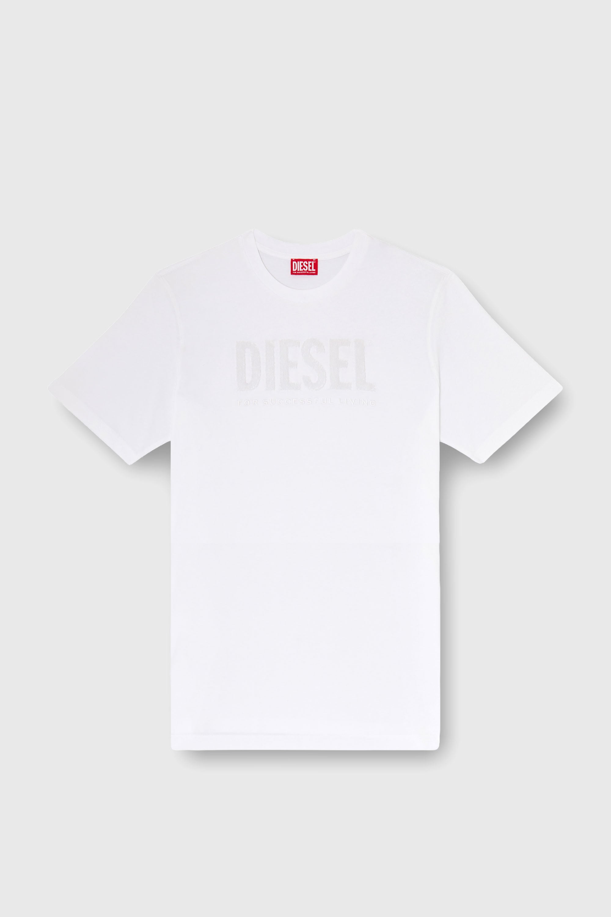 Diesel - T-JUST-OVA-T92, Man's Cotton T-shirt with tonal Diesel logo print in White - 2