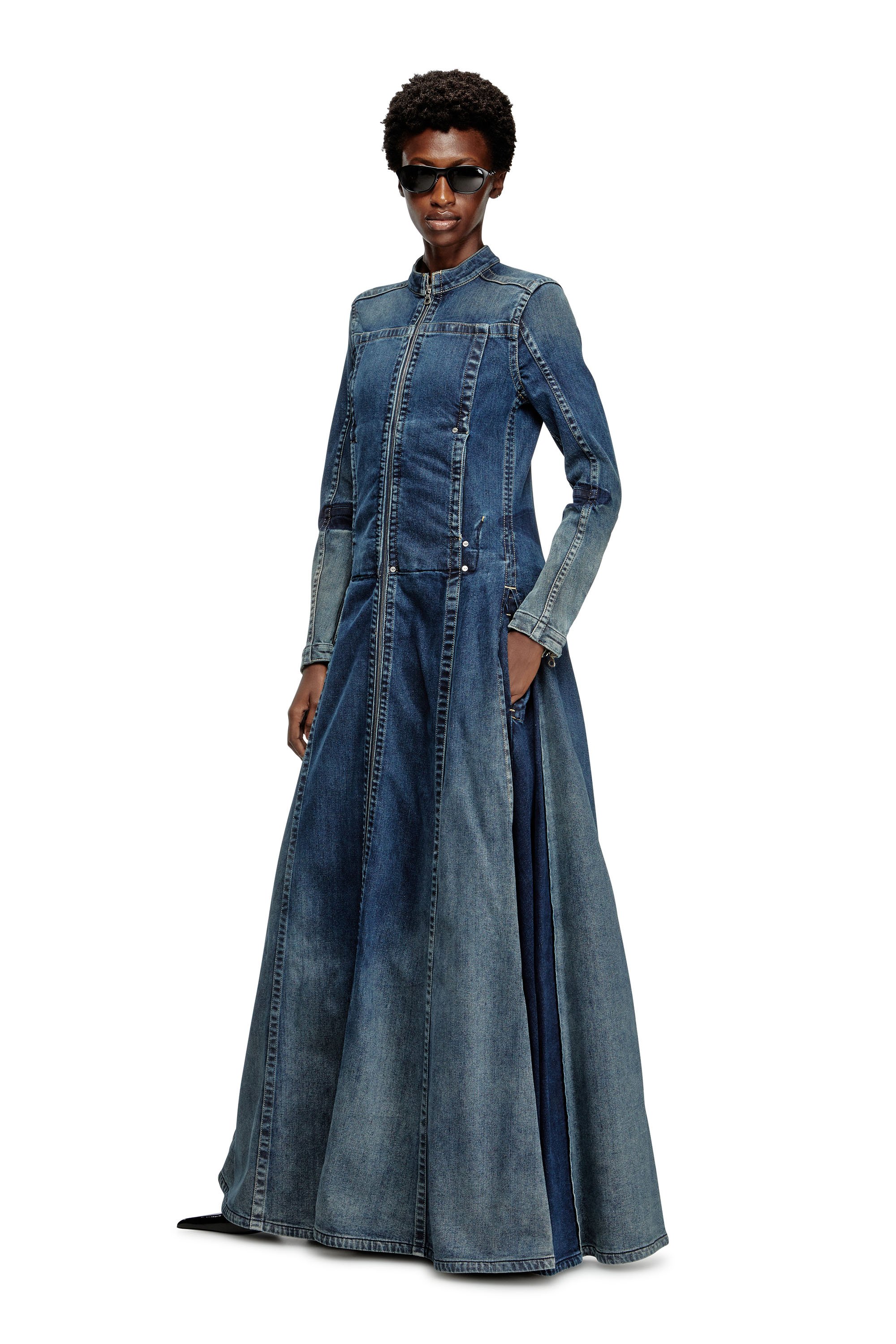 Diesel - DE-RO1-RE-FSG, Woman's Maxi dress in Rehab denim in Medium blue - 2