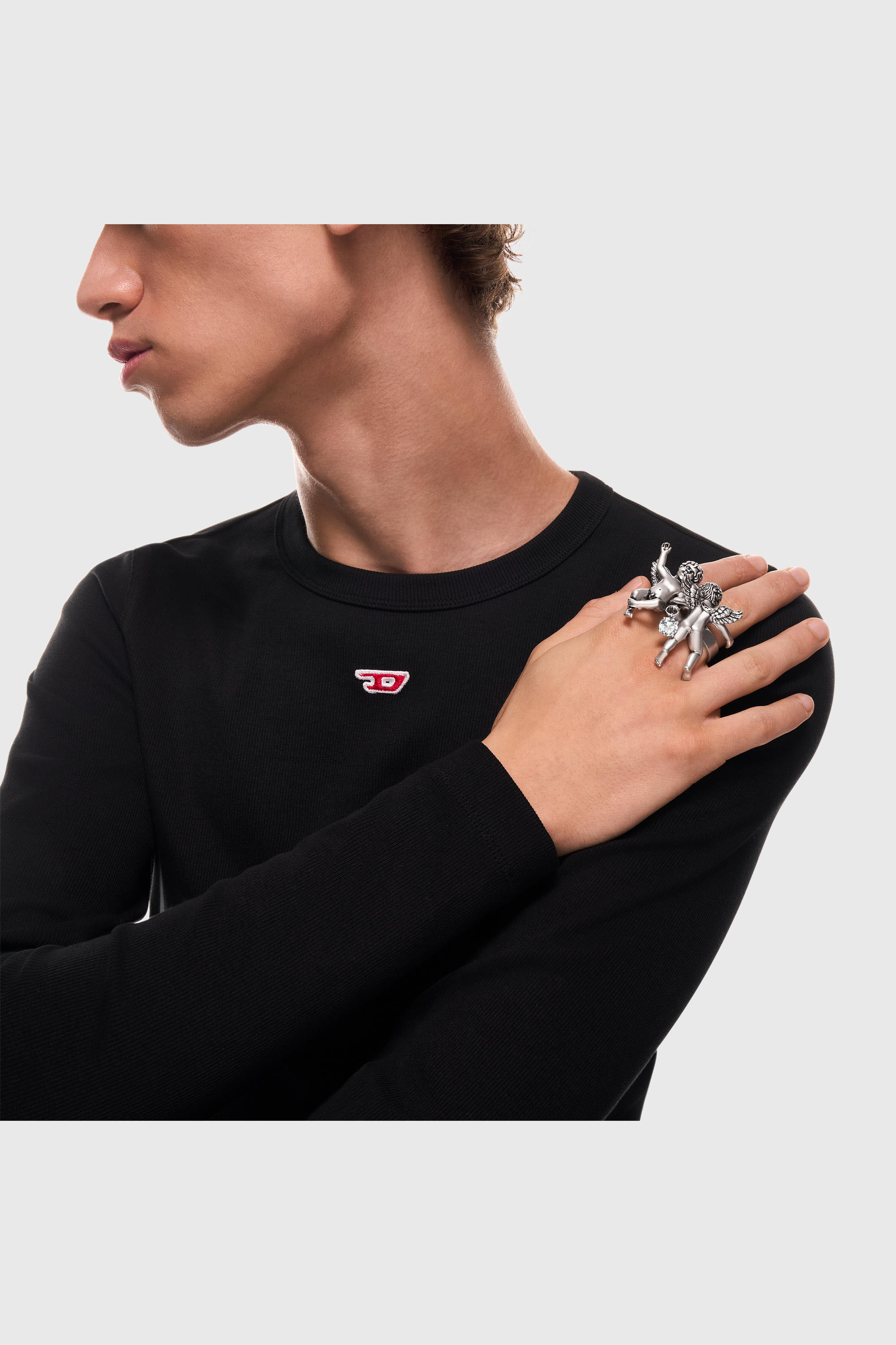 Diesel - DX1752040, Unisex's Silver-tone angels multi-finger ring in Silver - 4