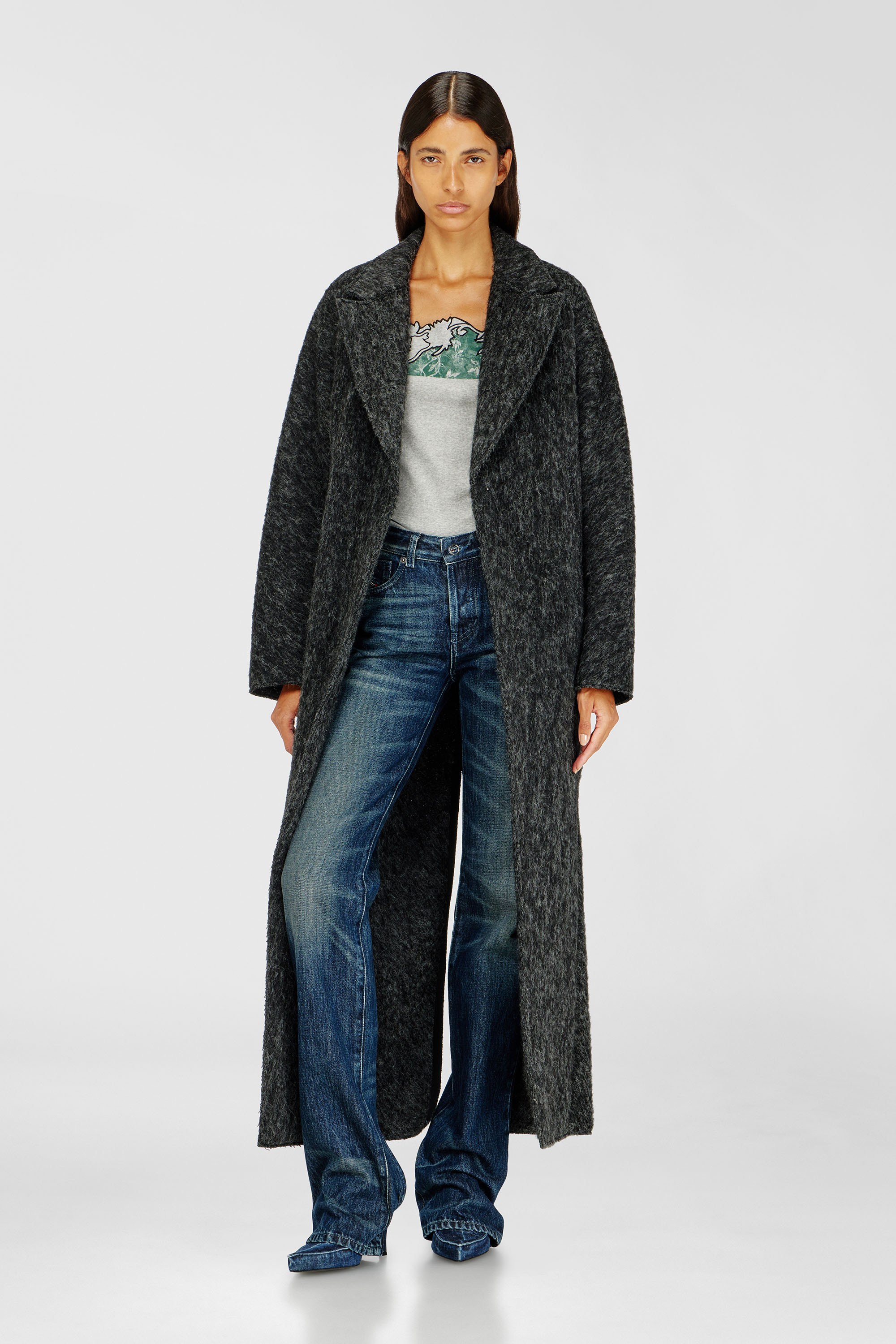 Long coat in wool and alpaca blend