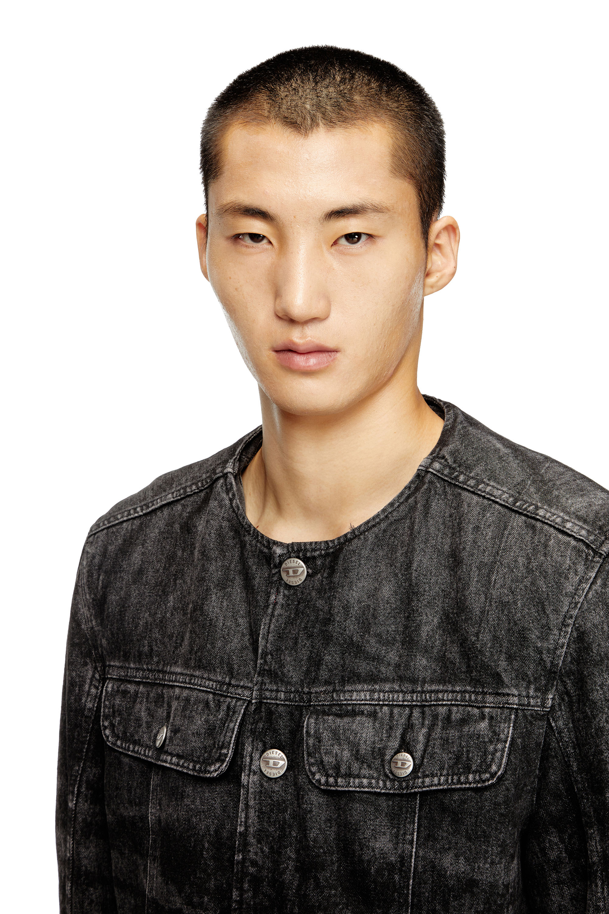 D-ABERDEEN-FSH2, Black Diesel - D-ABERDEEN-FSH2, Man's Jacket in lasered cotton-hemp denim in Black - 5