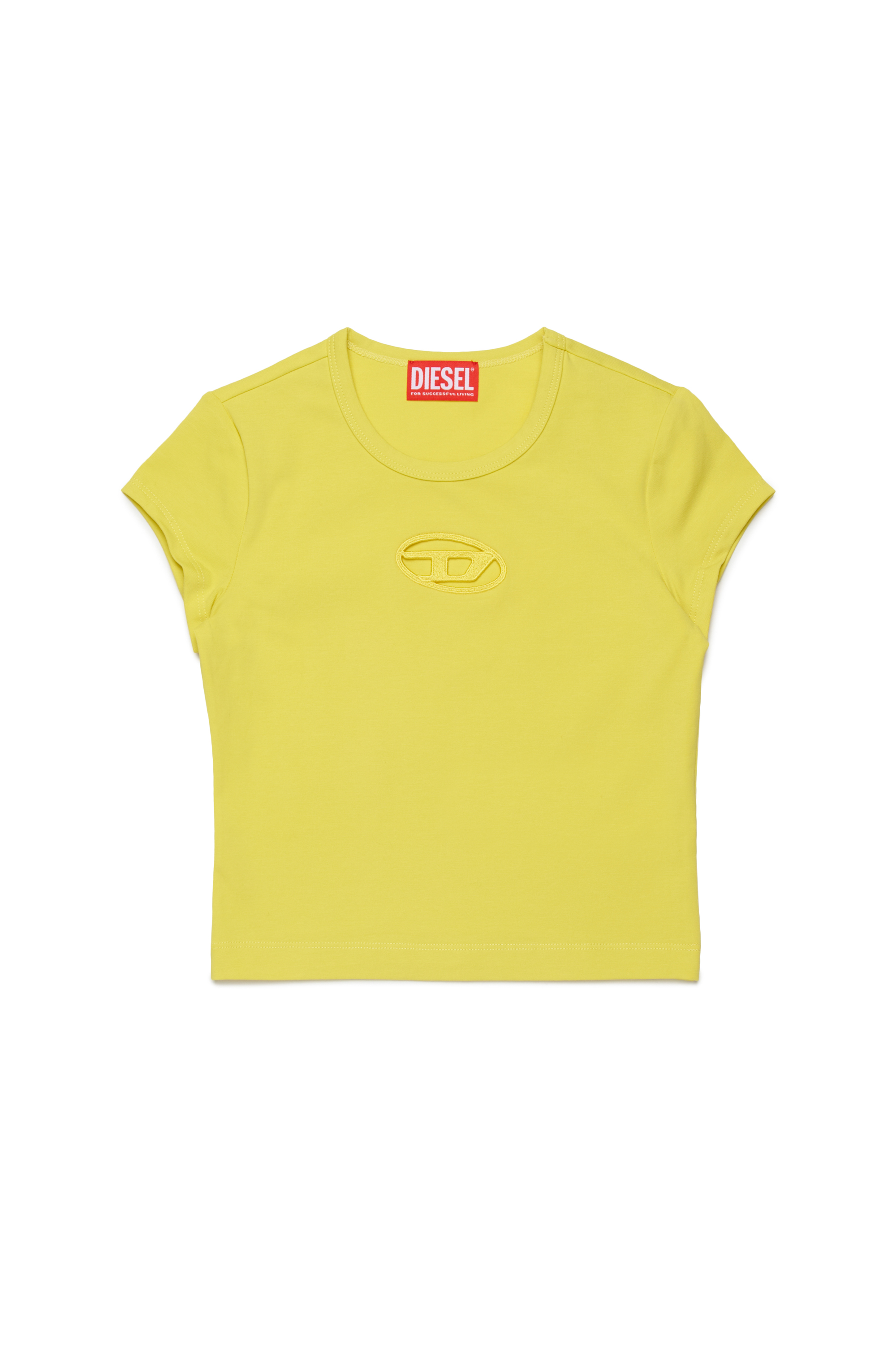 Diesel - TANGIE, Woman's T-shirt with cut-out Oval D logo in Yellow - 1