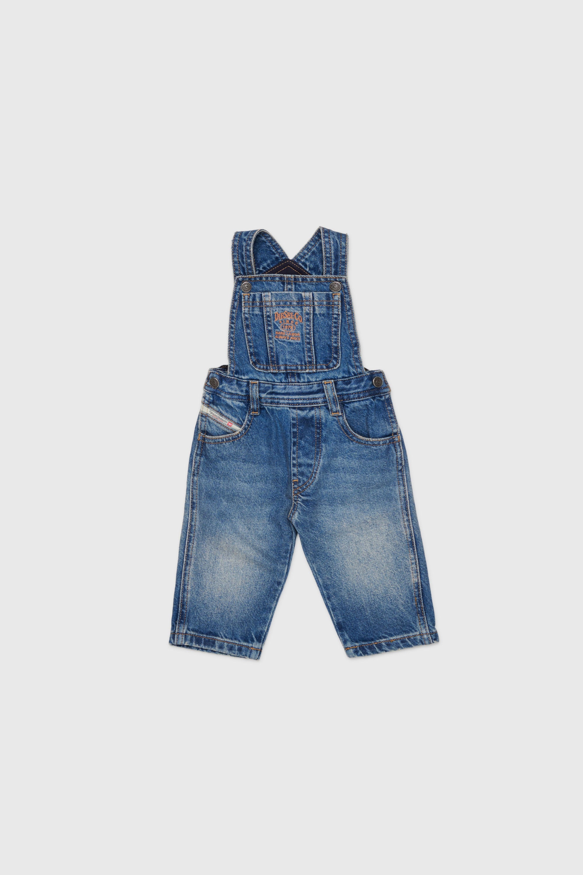 Diesel - JARYB, Unisex's Denim dungarees with logo embroidery in Medium blue - 1