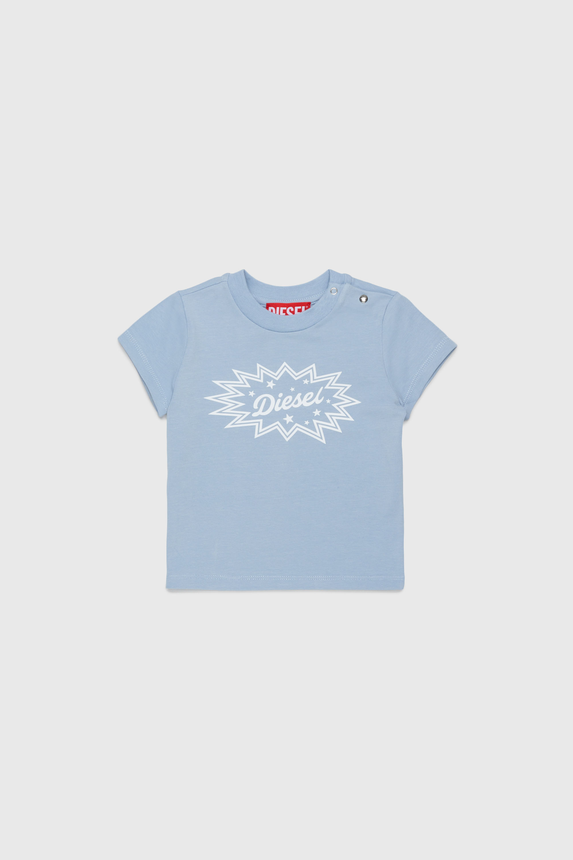 Diesel - TFUMCB, Woman's Stretch-cotton T-shirt with starburst logo print in Light Blue - 1