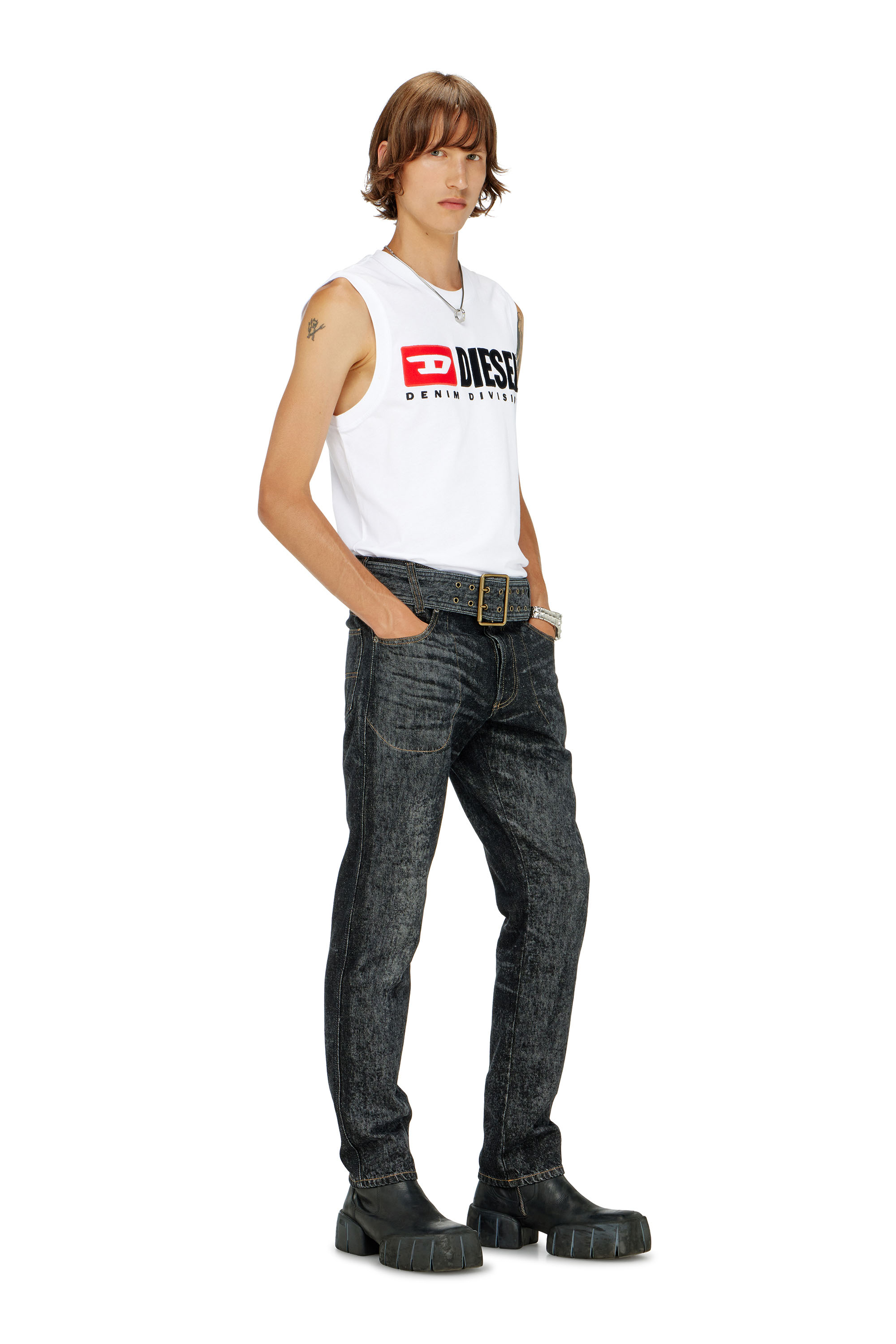 Diesel - T-ISCO-DIV, Man's Tank top with chest logo print in White - 2