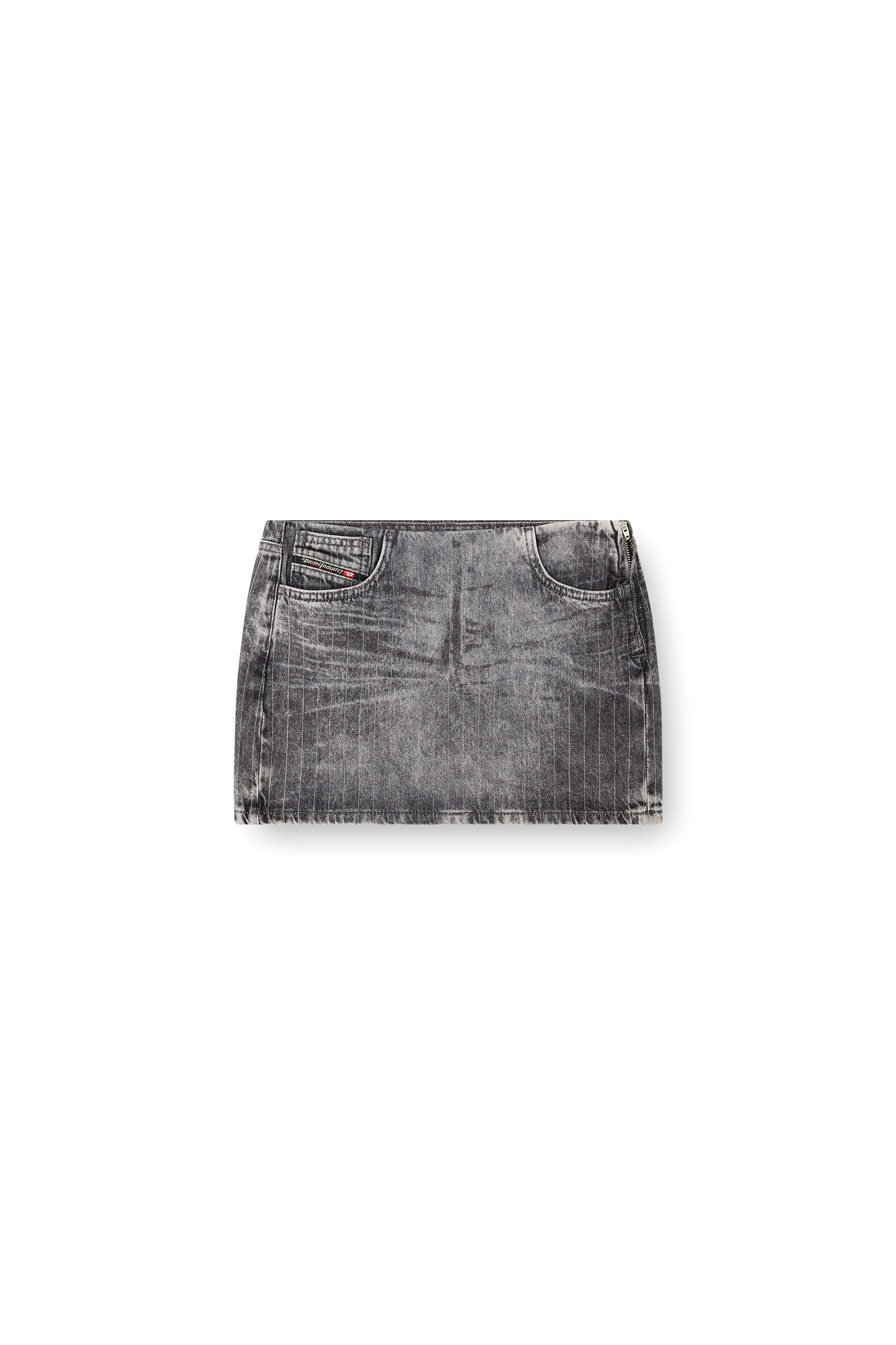 Diesel - DE-PRA-MINI-S3, Woman's Miniskirt in tailoring pinstripe denim in Grey - 3