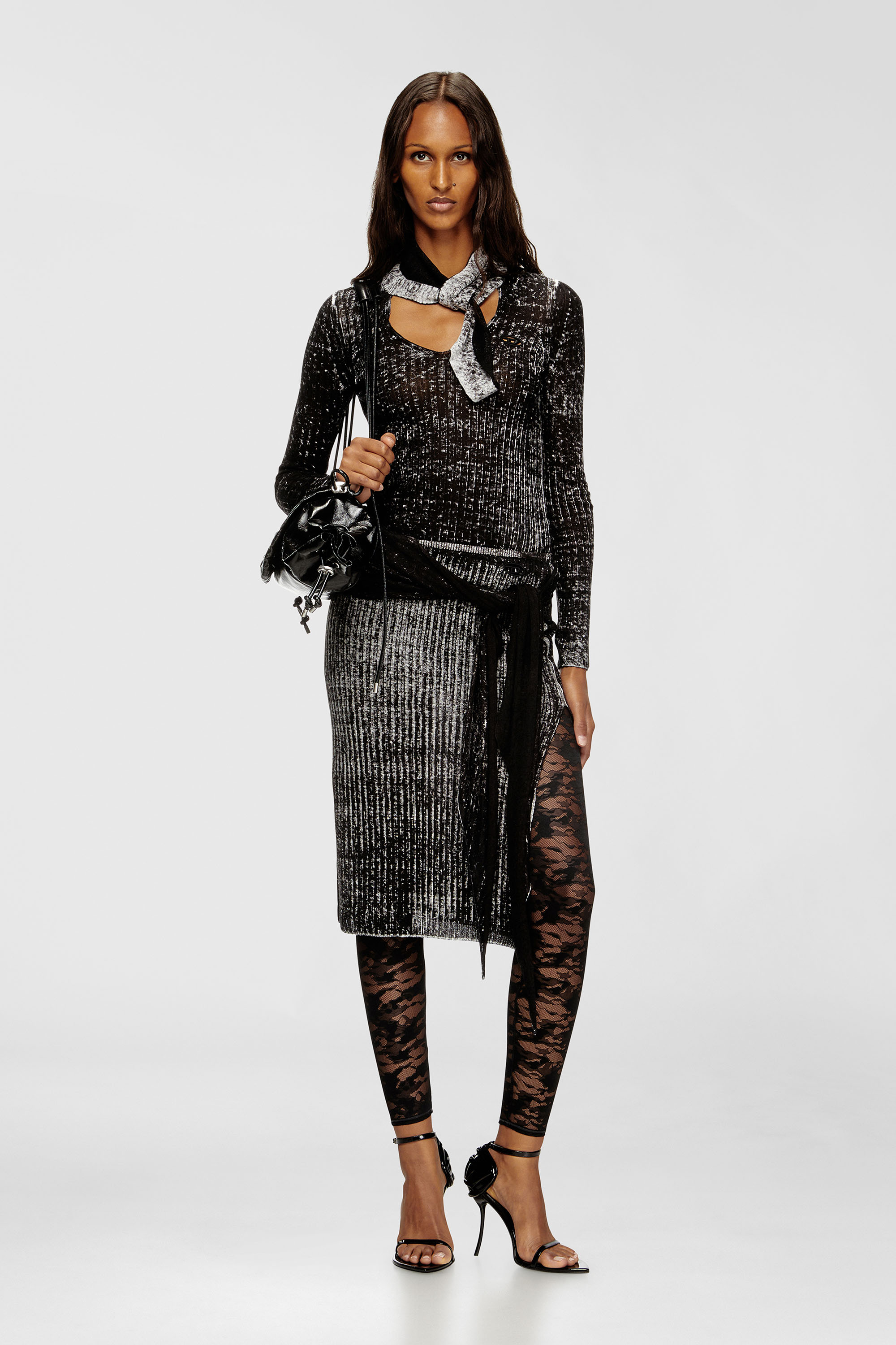Diesel - CLAIRE-UTLT, Woman's Camo lace leggings in Black - 5