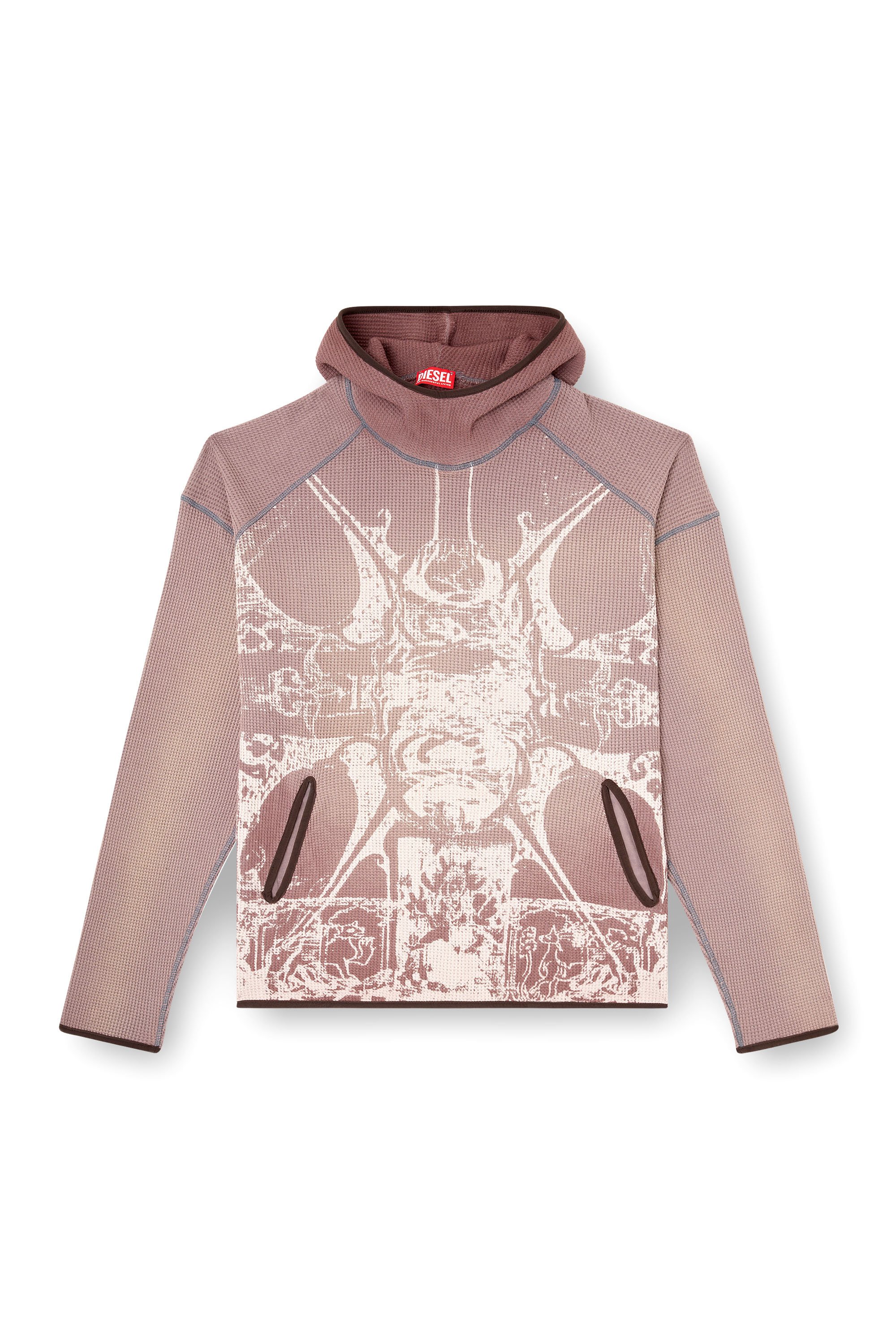 Diesel - S-WAF-HOOD-NEW, Man's Faded waffle hoodie with graphic print in null - 3