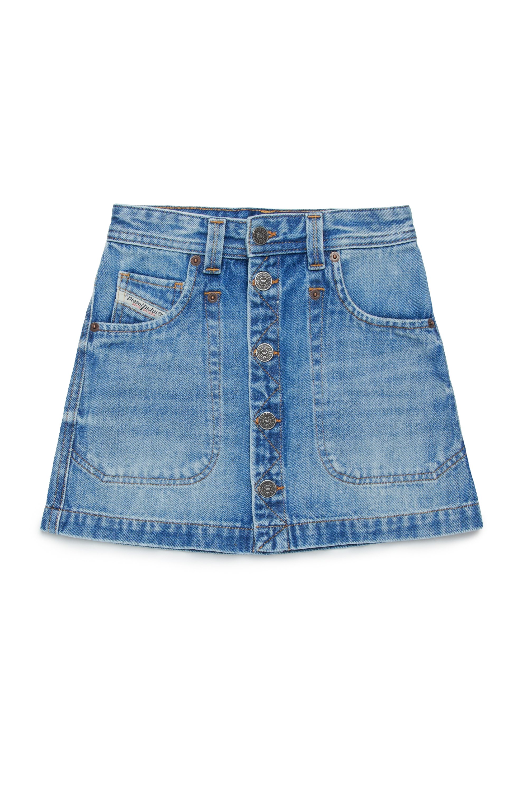 Diesel - GEALBUS, Woman's Button-front denim mini skirt in Medium blue - 1