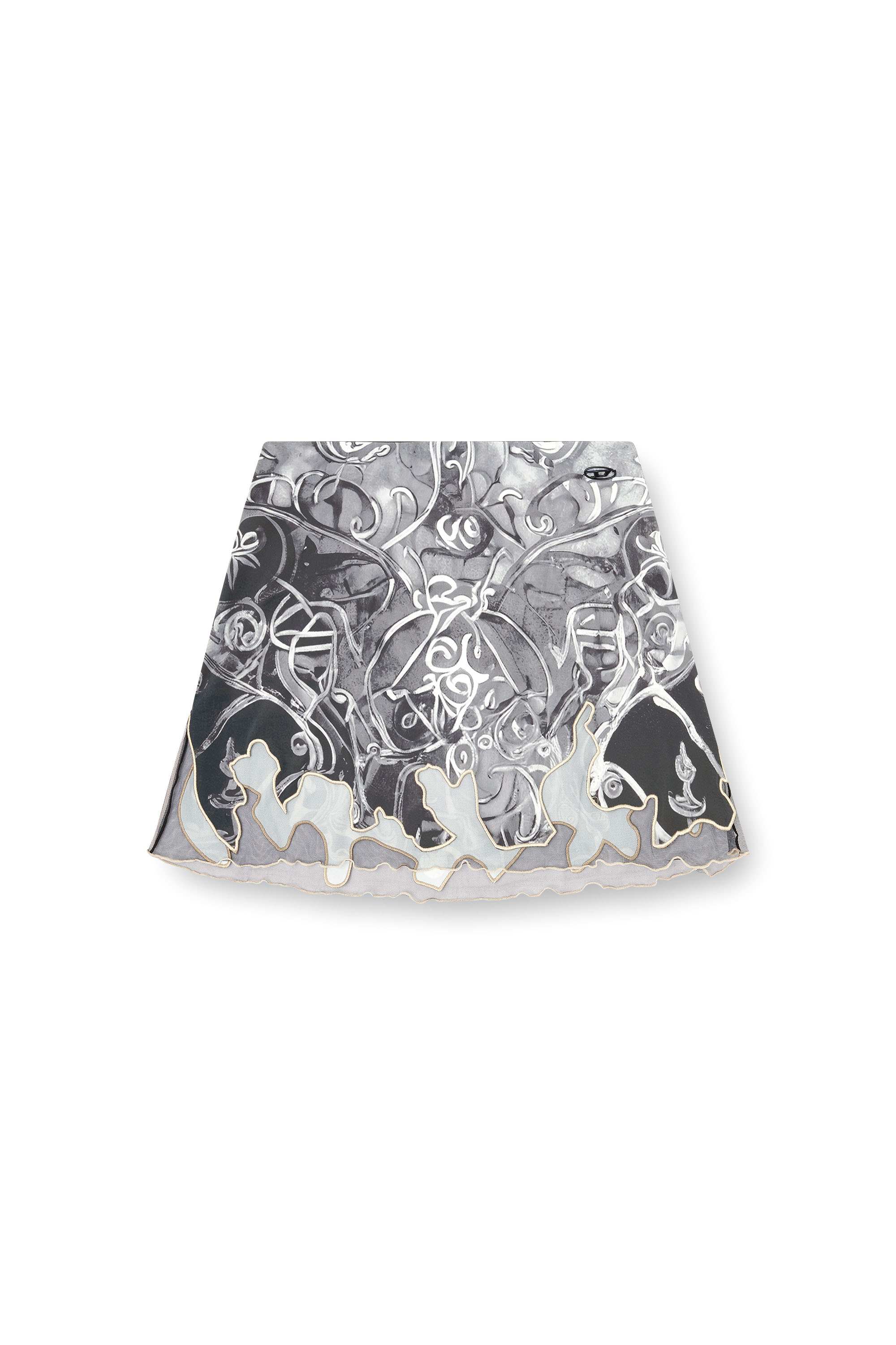 Diesel - O-LANE, Woman's Nylon mini skirt with Heraldic print in Grey - 3