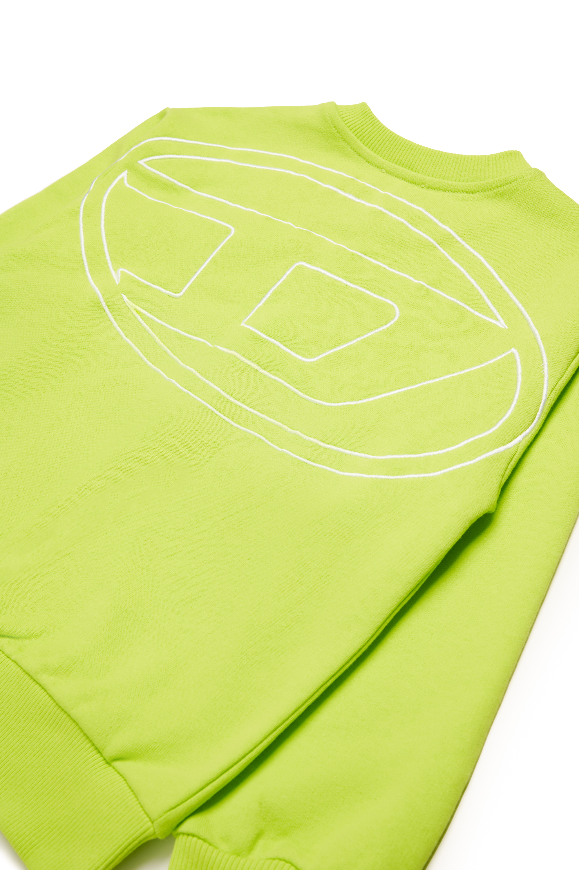 Diesel - SROBMEGOVALD OVER, Man's Sweatshirt with mega Oval D embroidery in Green Fluo - 3