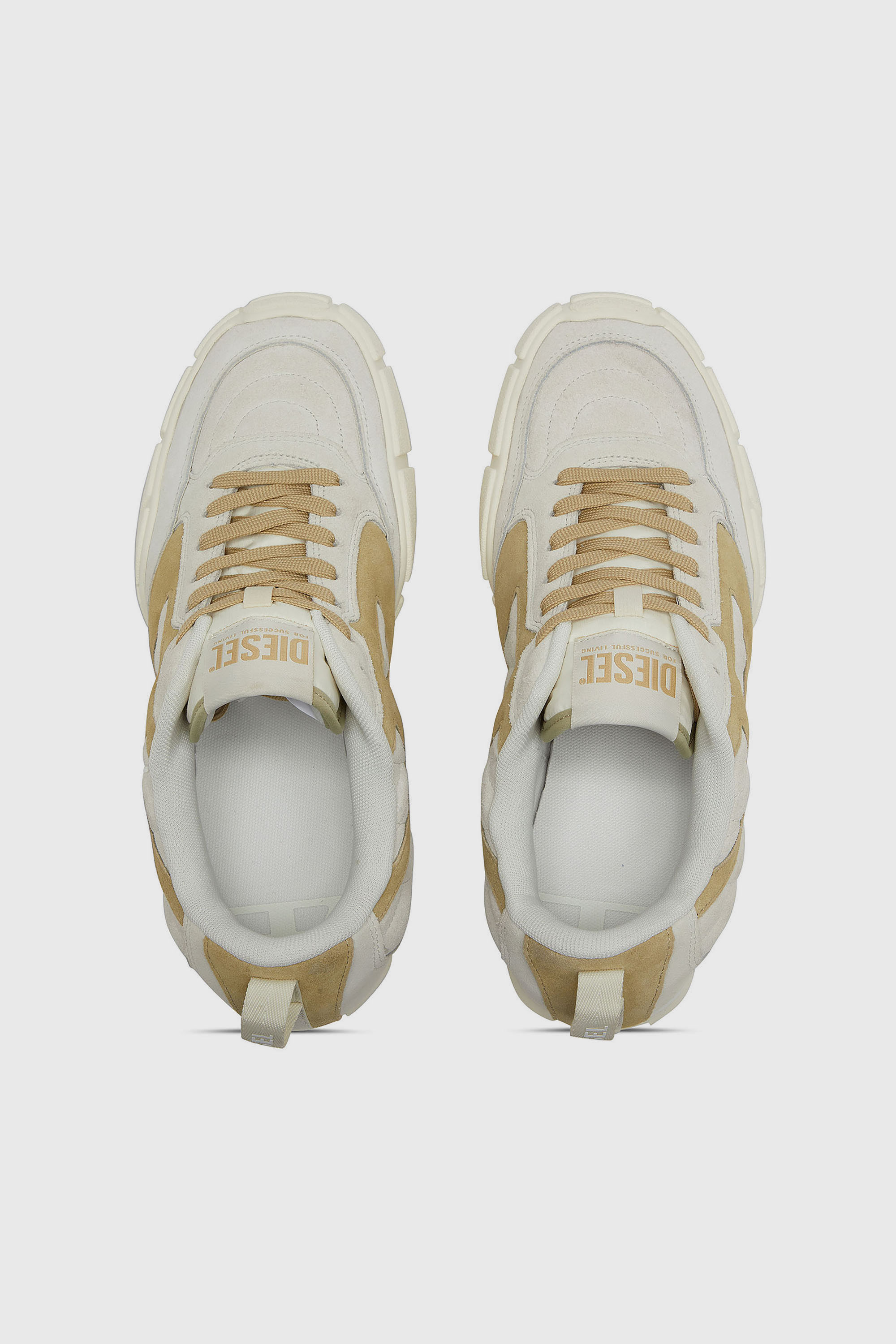 Diesel - S-PAGODHA LOW W, Woman's S-Pagodha-Quilted suede sneakers in White/Brown - 4